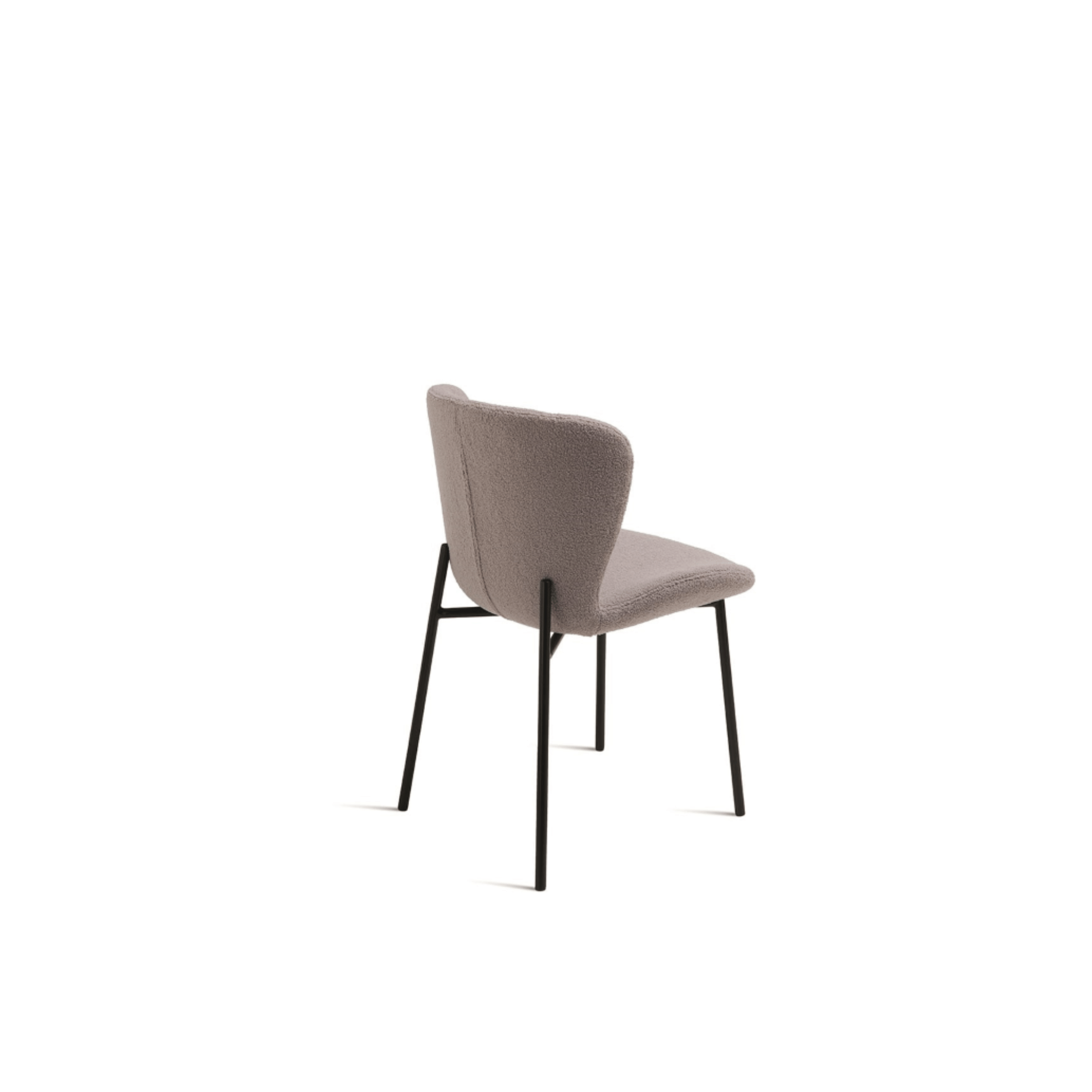 Set of modern padded "Carmen" chairs in ecru bouclé fabric for living room, 50x58 cm, 82 cm high