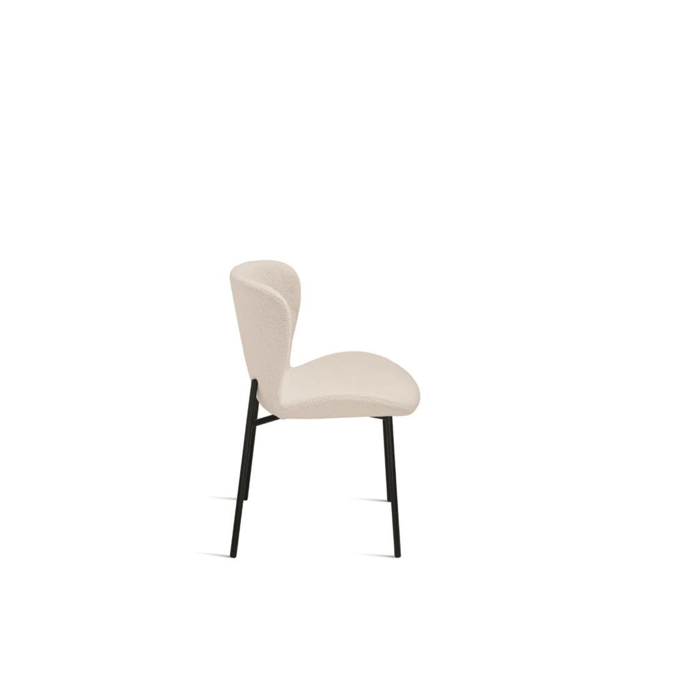 Set of modern padded "Carmen" chairs in ecru bouclé fabric for living room, 50x58 cm, 82 cm high
