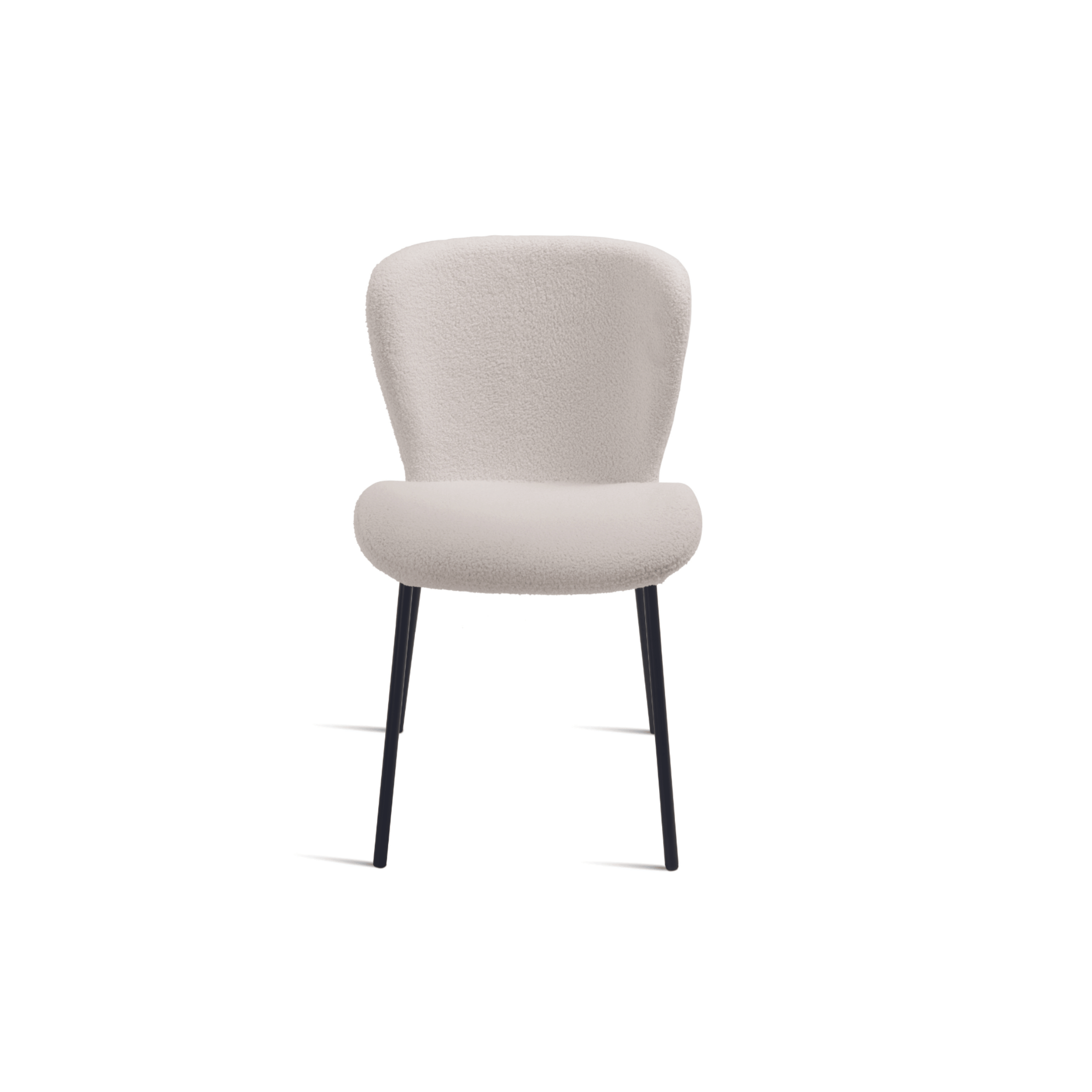 Set of modern padded "Carmen" chairs in ecru bouclé fabric for living room, 50x58 cm, 82 cm high