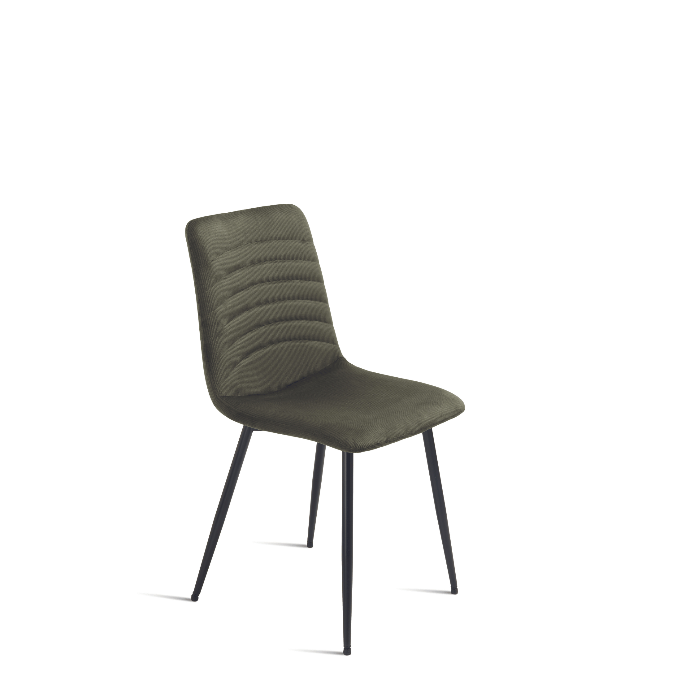 Set of "Leo" upholstered chairs in ribbed fabric for the living room, 45x54 cm, 87 cm high.