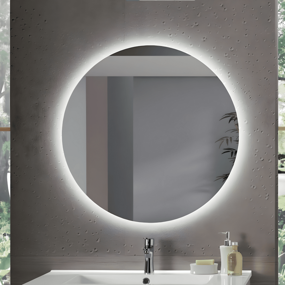 Mobile da bagno sospeso "Elion" 2 colonne 2 lavabo 2 Top specchio Led - MondoViro
