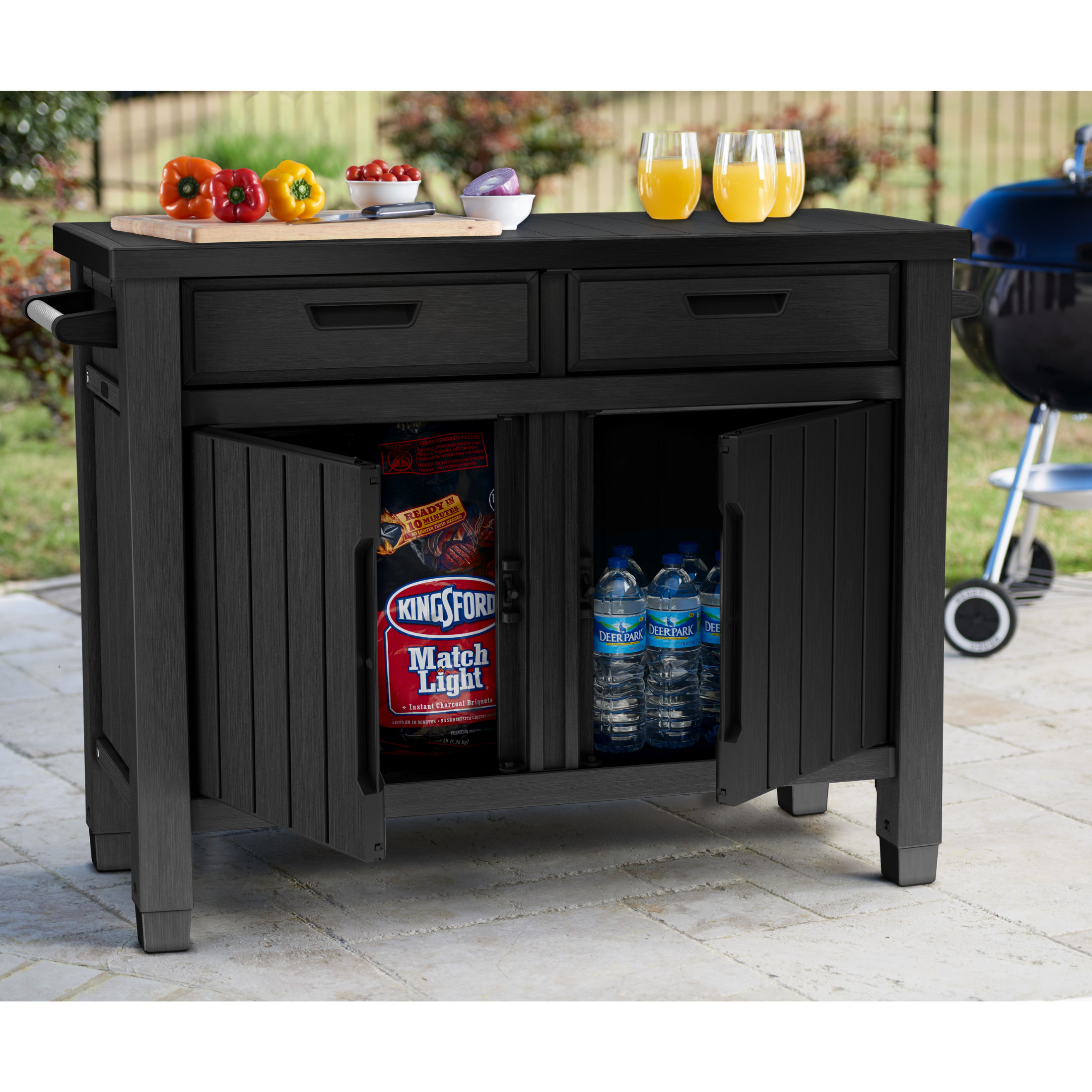 "Unity XL" 2-door resin BBQ table, 134x51.7 cm, 90cm high
