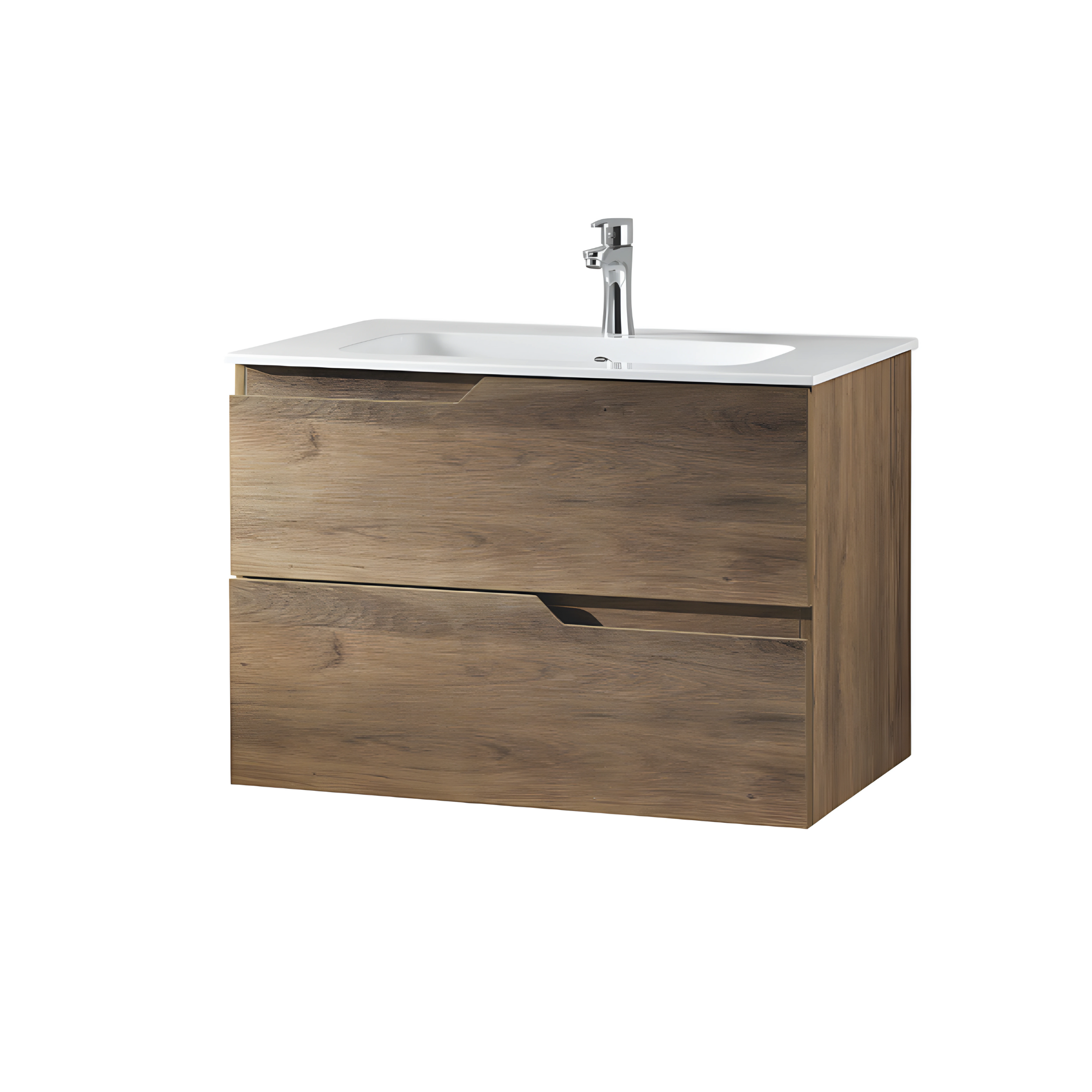 "Mika" modern wall-hung bathroom cabinet with LED mirror, 2-drawer sink