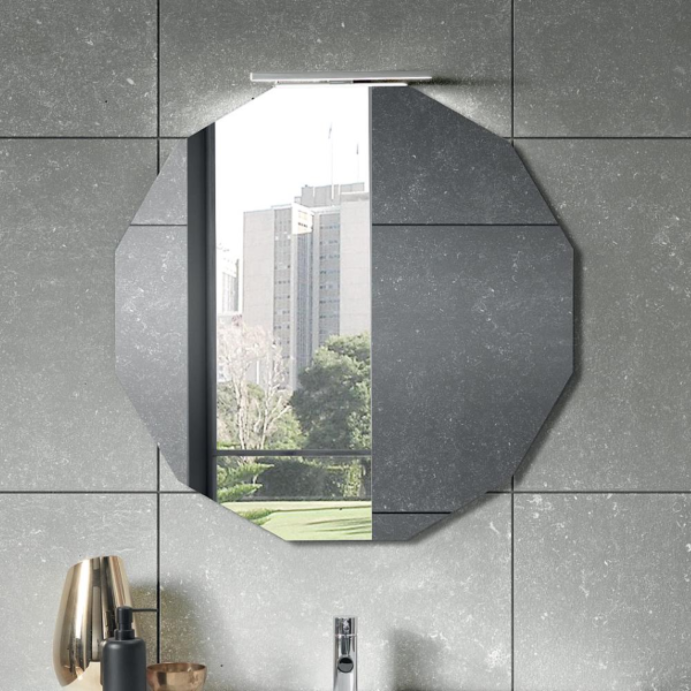 "Cuba" suspended bathroom cabinet with 2 drawers, 80 cm, with mirror column and TEK washbasin