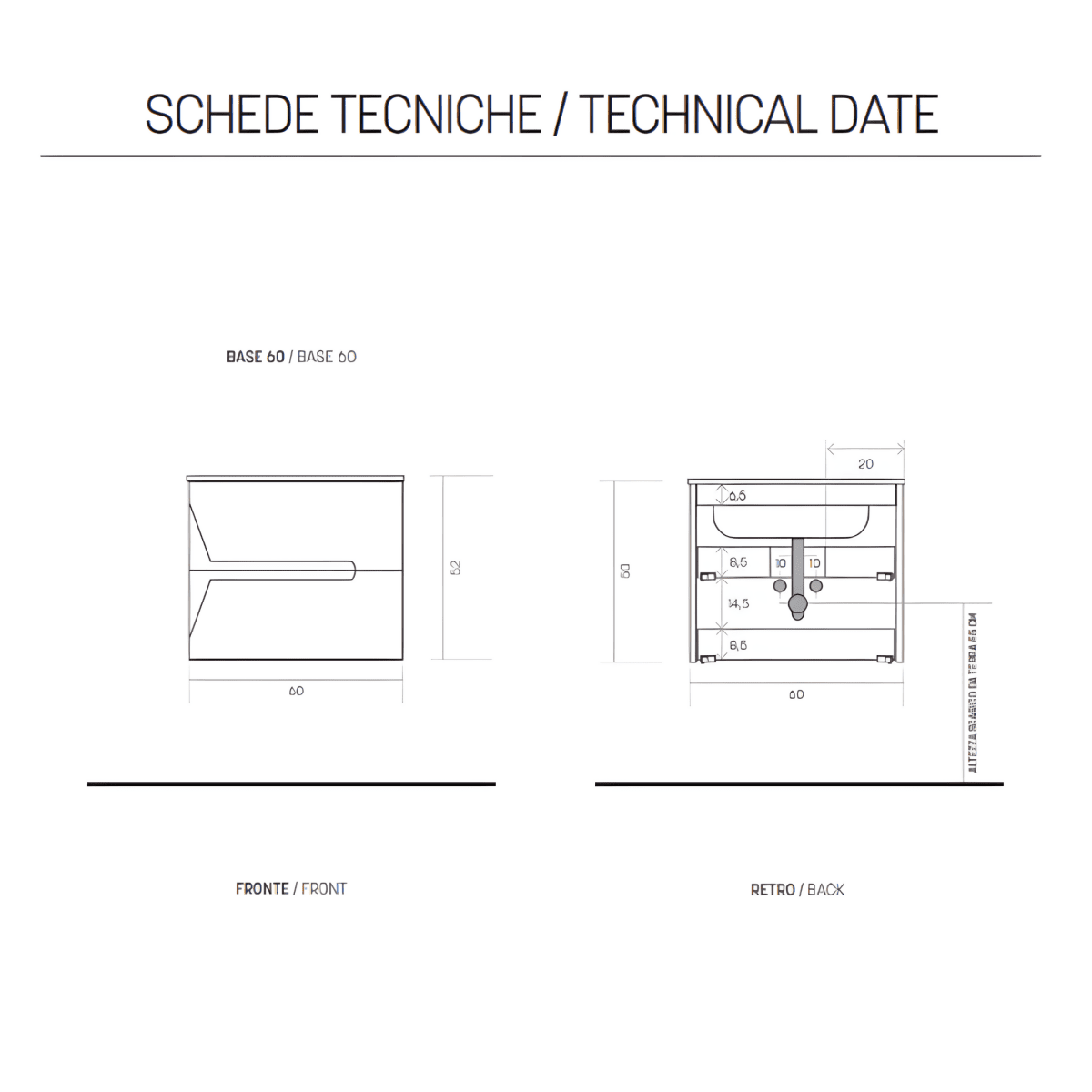 Mobile da bagno sospeso "Tamigi" 2 cassetti lavabo e specchio Led - MondoViro