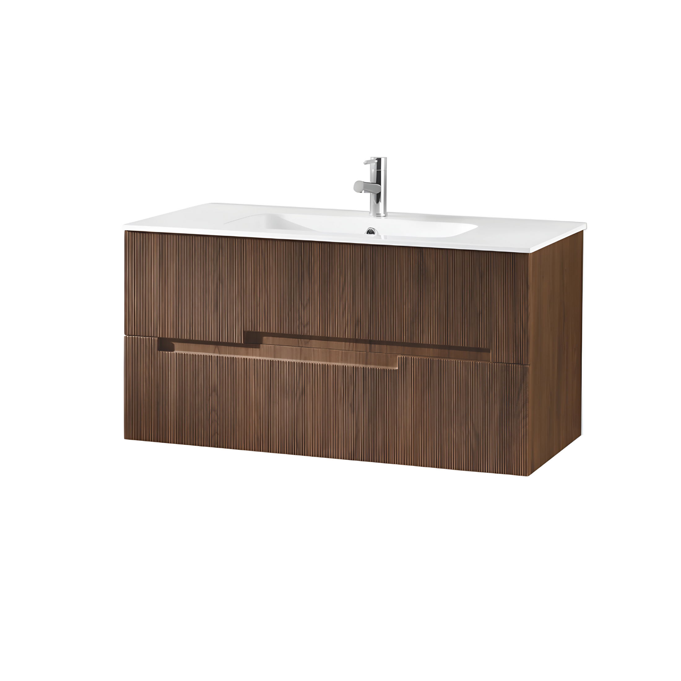 "Lennon" wall-hung bathroom cabinet with 2 drawers, LED mirror and sink