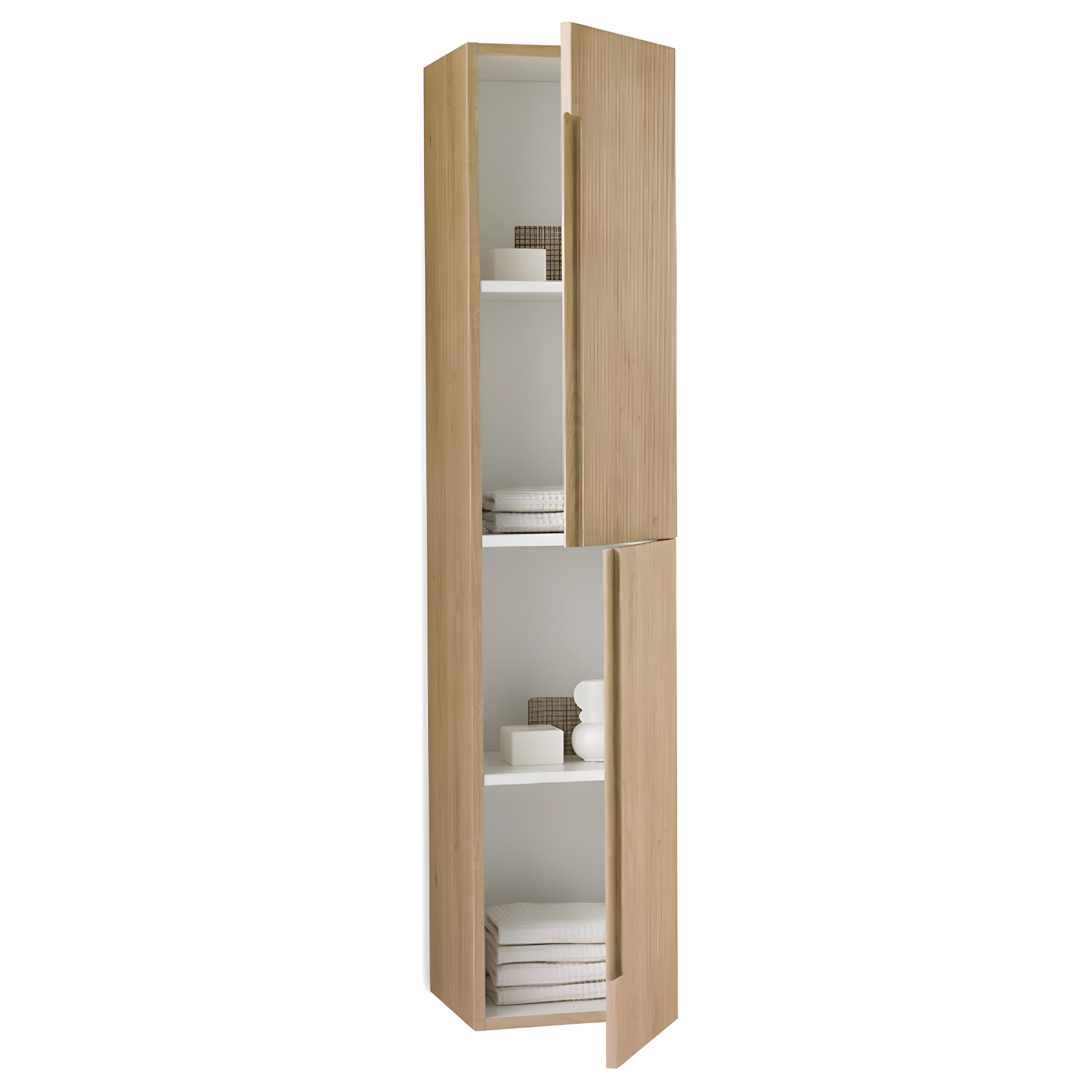 "Eliot" wooden bathroom cabinet with 2 sink drawers and suspended column