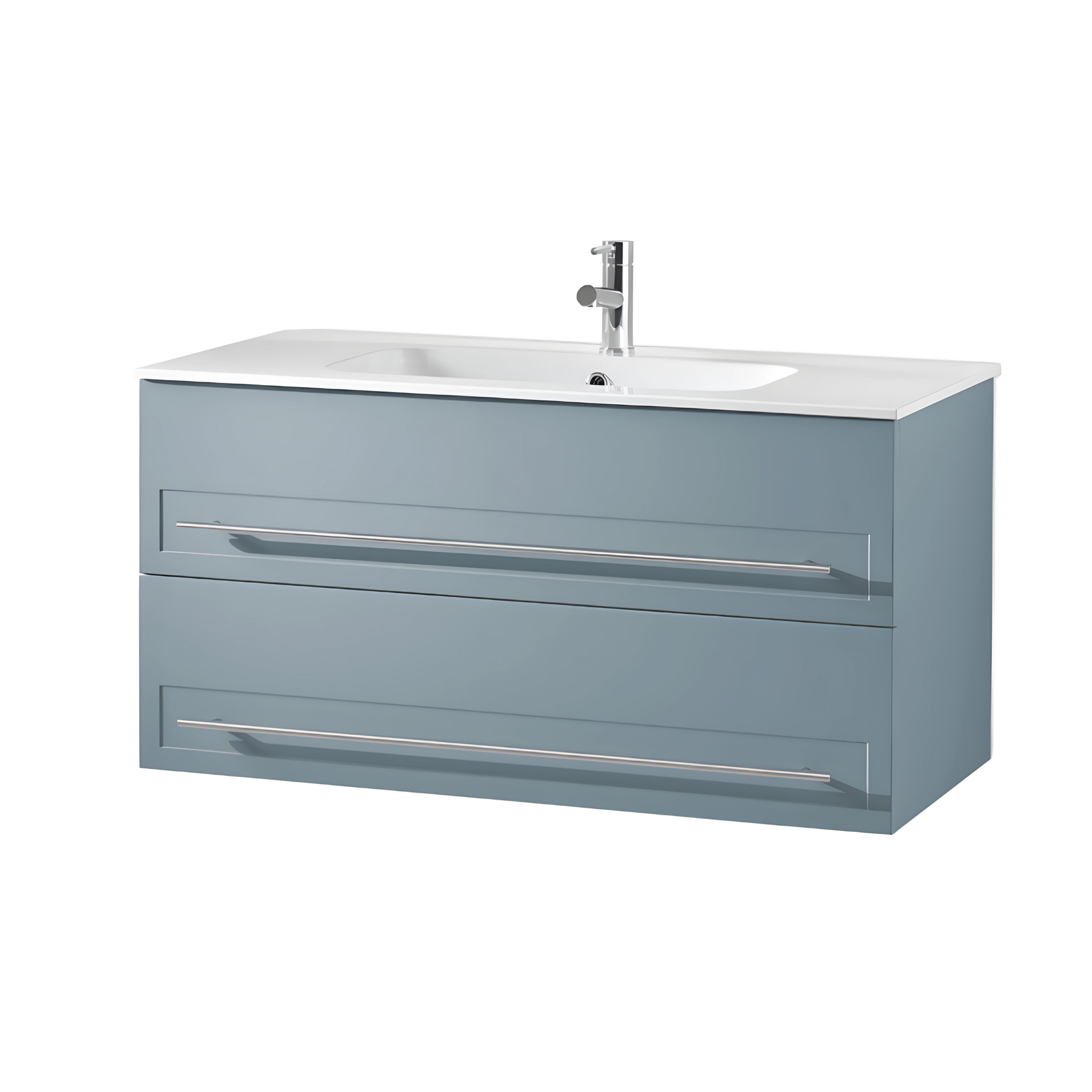 "Denim100" 2-drawer wooden bathroom cabinet with sink and LED mirror