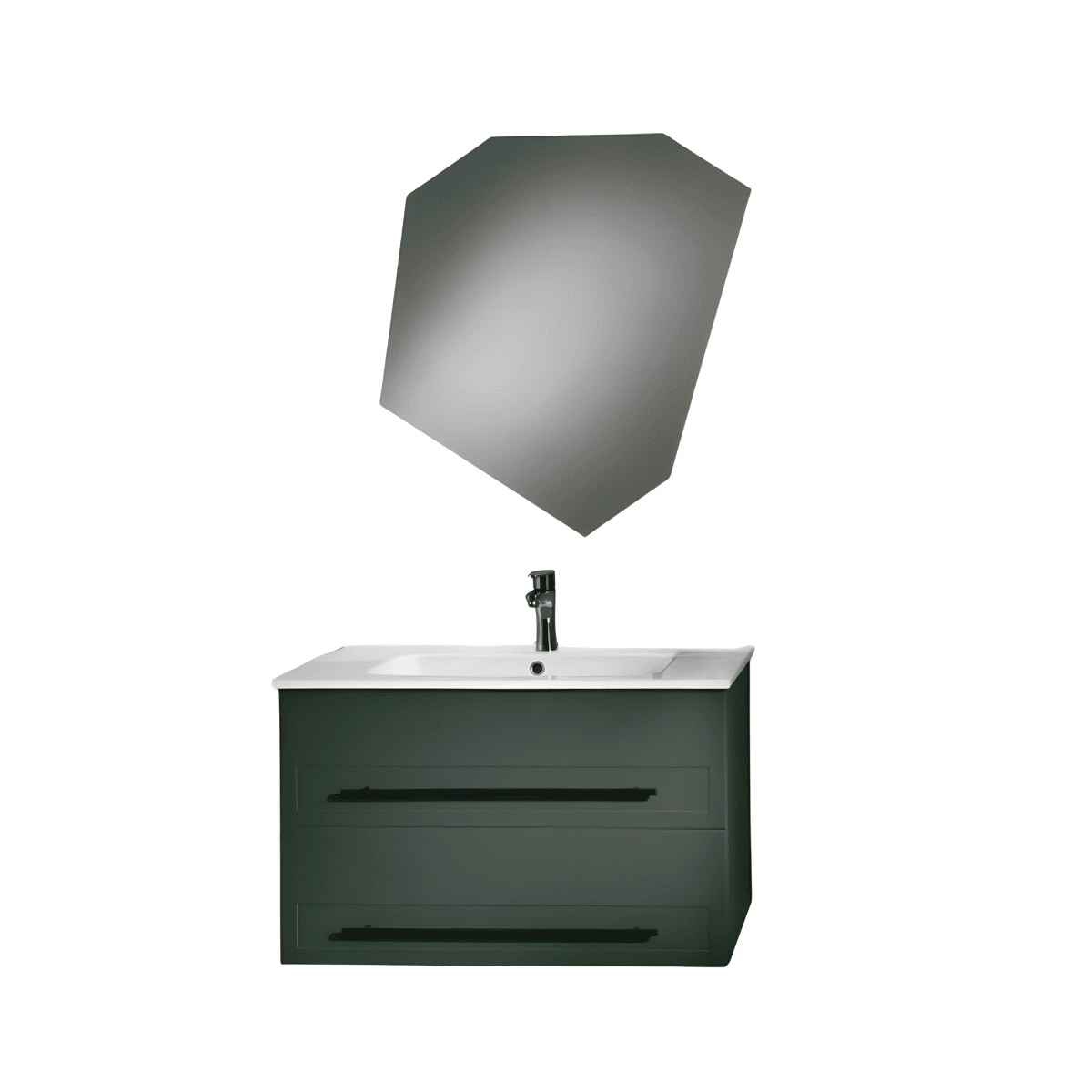 Mobile da bagno sospeso moderno "Sierra80" con 2 cassetti lavabo e specchio Led - MondoViro
