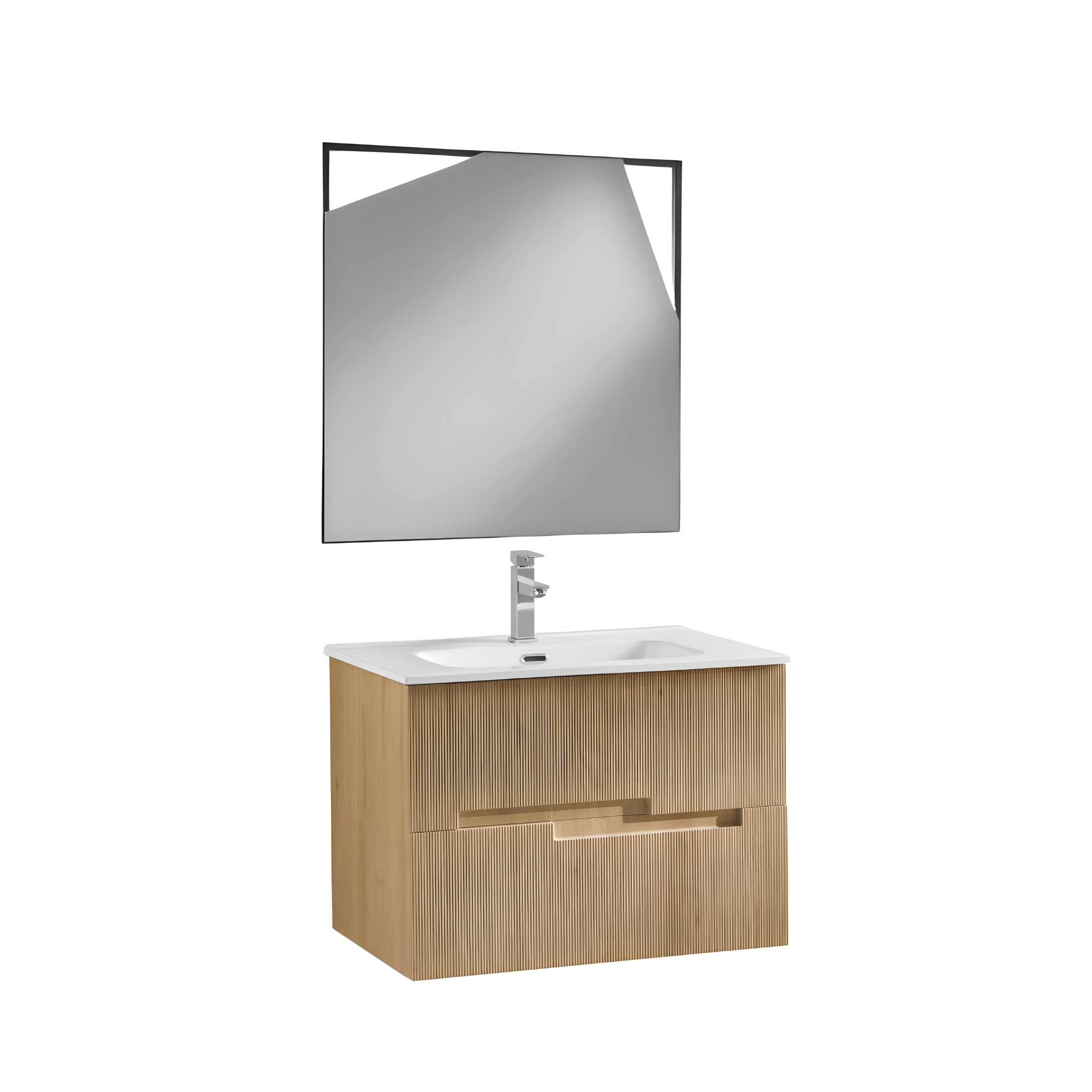 "Tayla" wall-hung bathroom cabinet with 2 drawers, LED mirror and sink