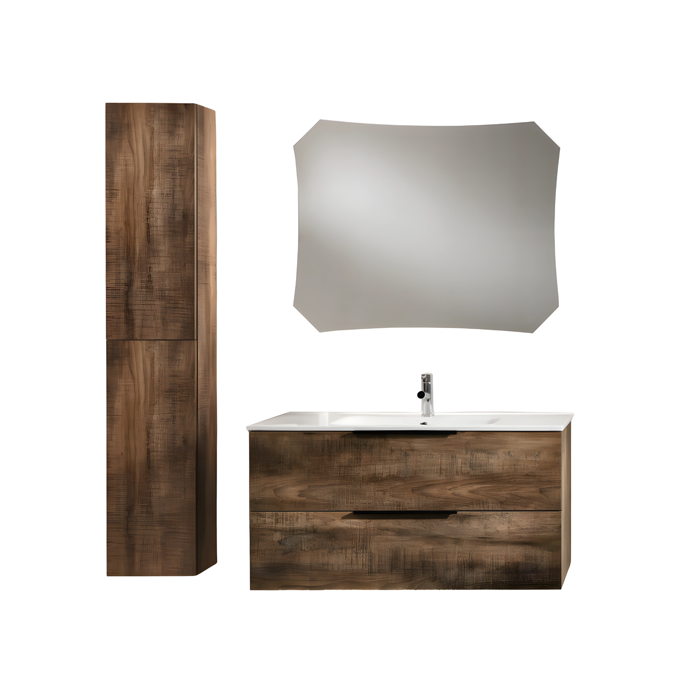 "Tobias" wall-mounted bathroom cabinet with 2 drawers and backlit mirror