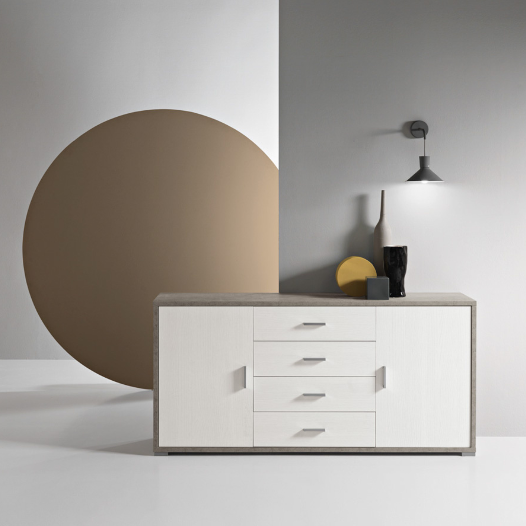 Modern 2-door, 4-drawer "Tessa" wooden sideboard, 174x41 cm, h 84 cm