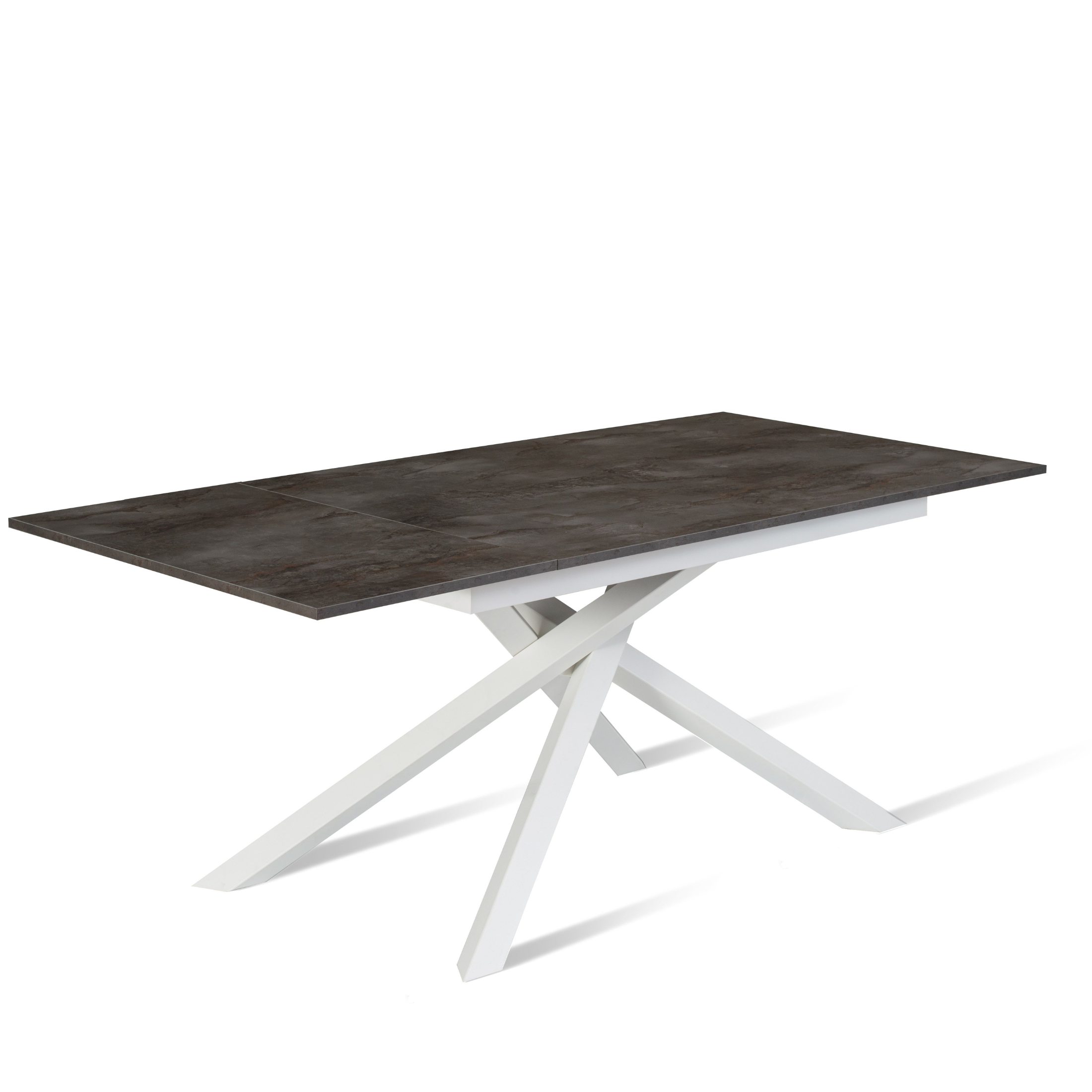 Modern extendable "Atene" table with melamine top and painted metal legs