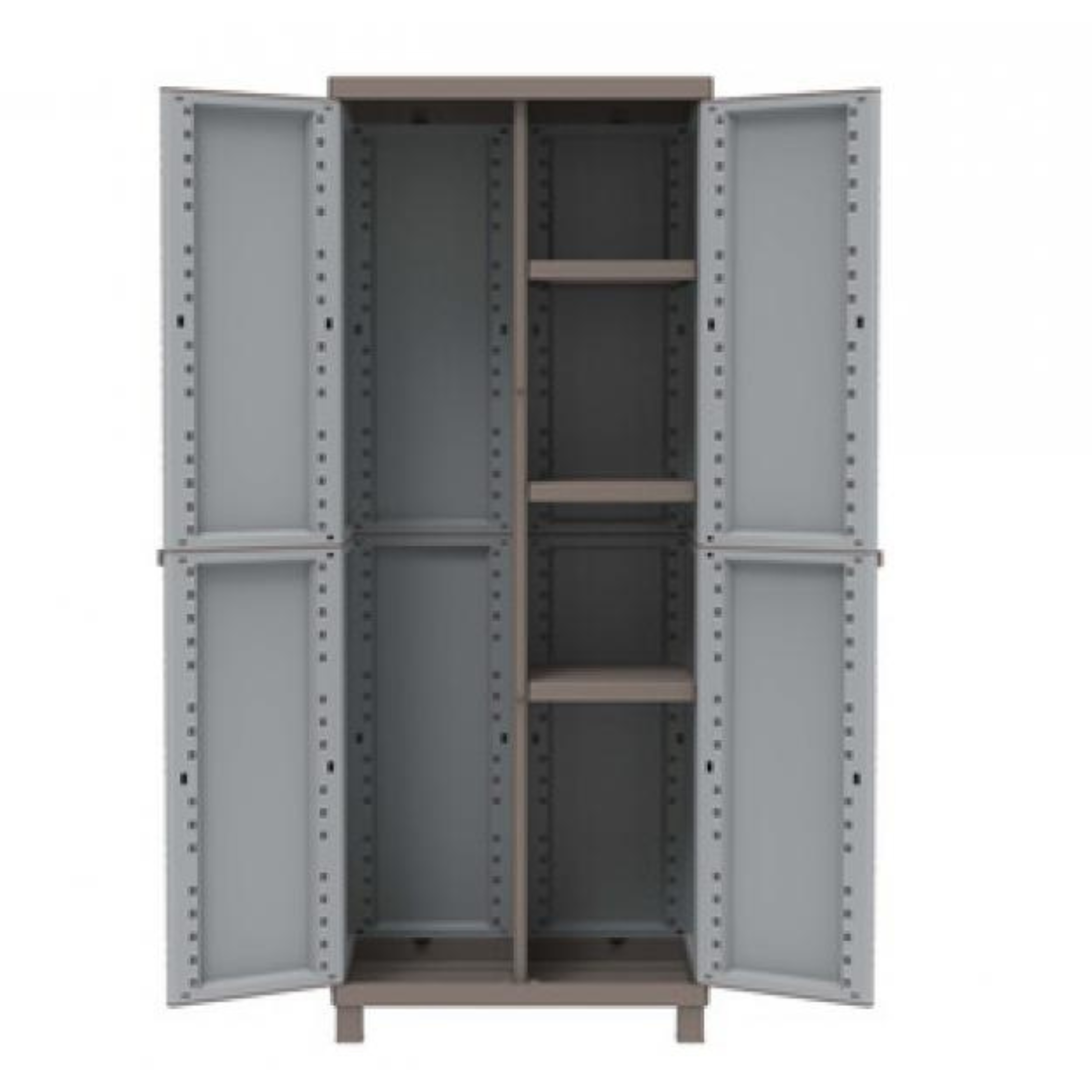 "Dask" polypropylene wardrobe with dove grey rattan finish and adjustable shelves