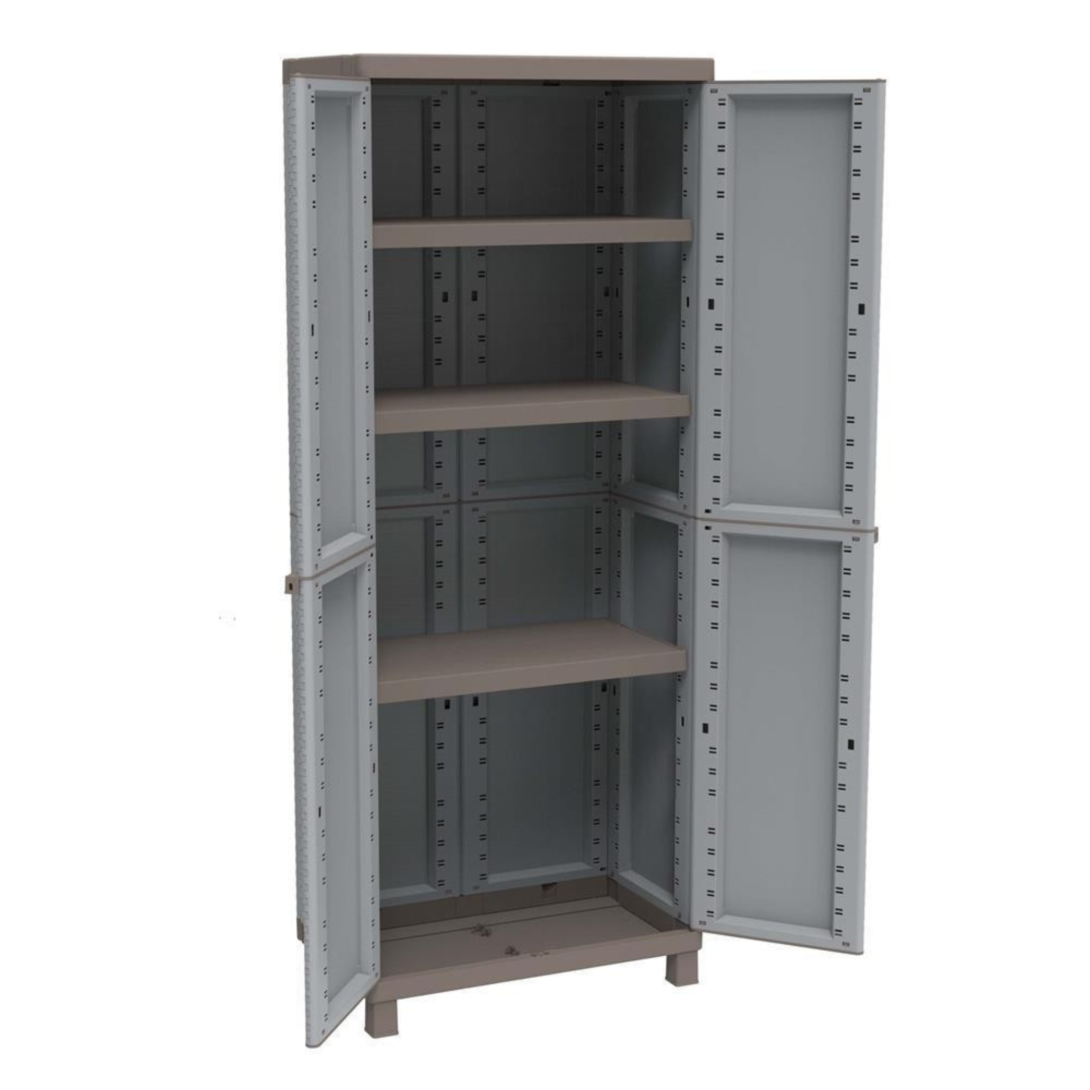 "Dask" polypropylene wardrobe with dove grey rattan finish and adjustable shelves