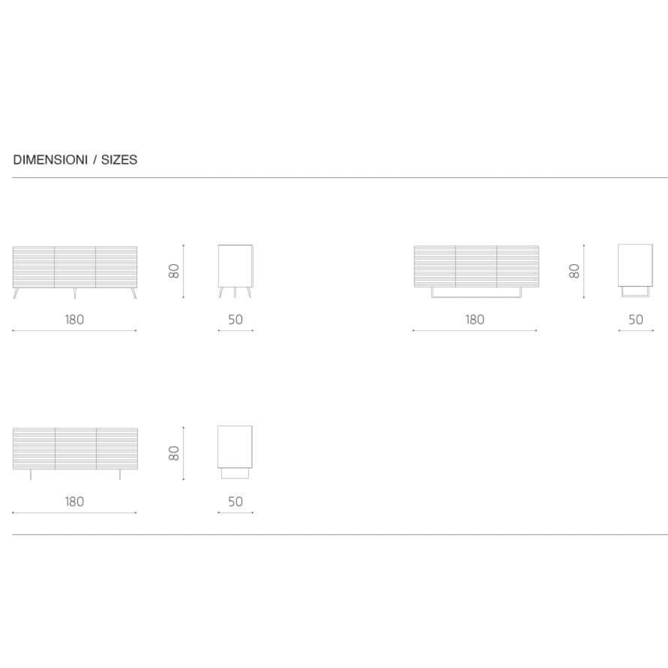 Modern 3-door sideboard "Nadia" already assembled in lacquered wood with 5 feet 180x50 cm h80