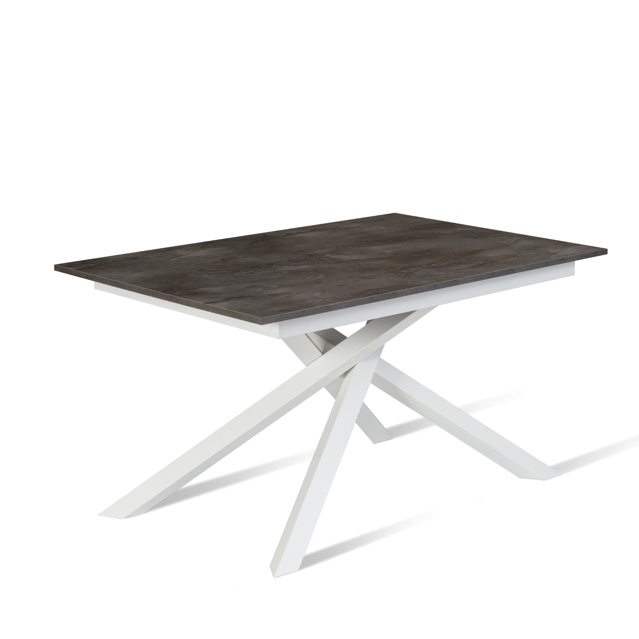 Modern extendable "Atene" table with melamine top and painted metal legs