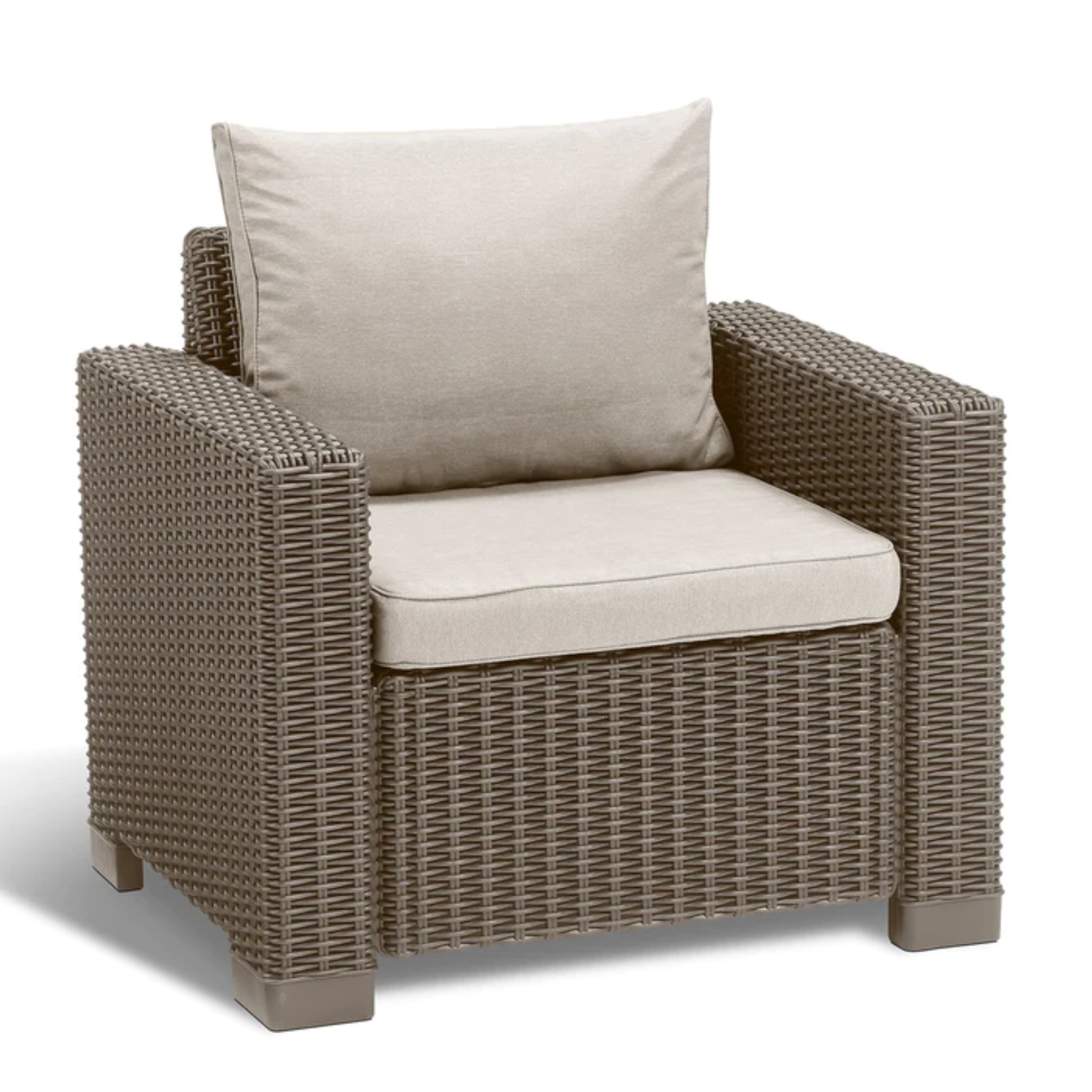 Set of 2 "California" garden armchairs in rattan-effect resin with cushions 83x68 cm 72h