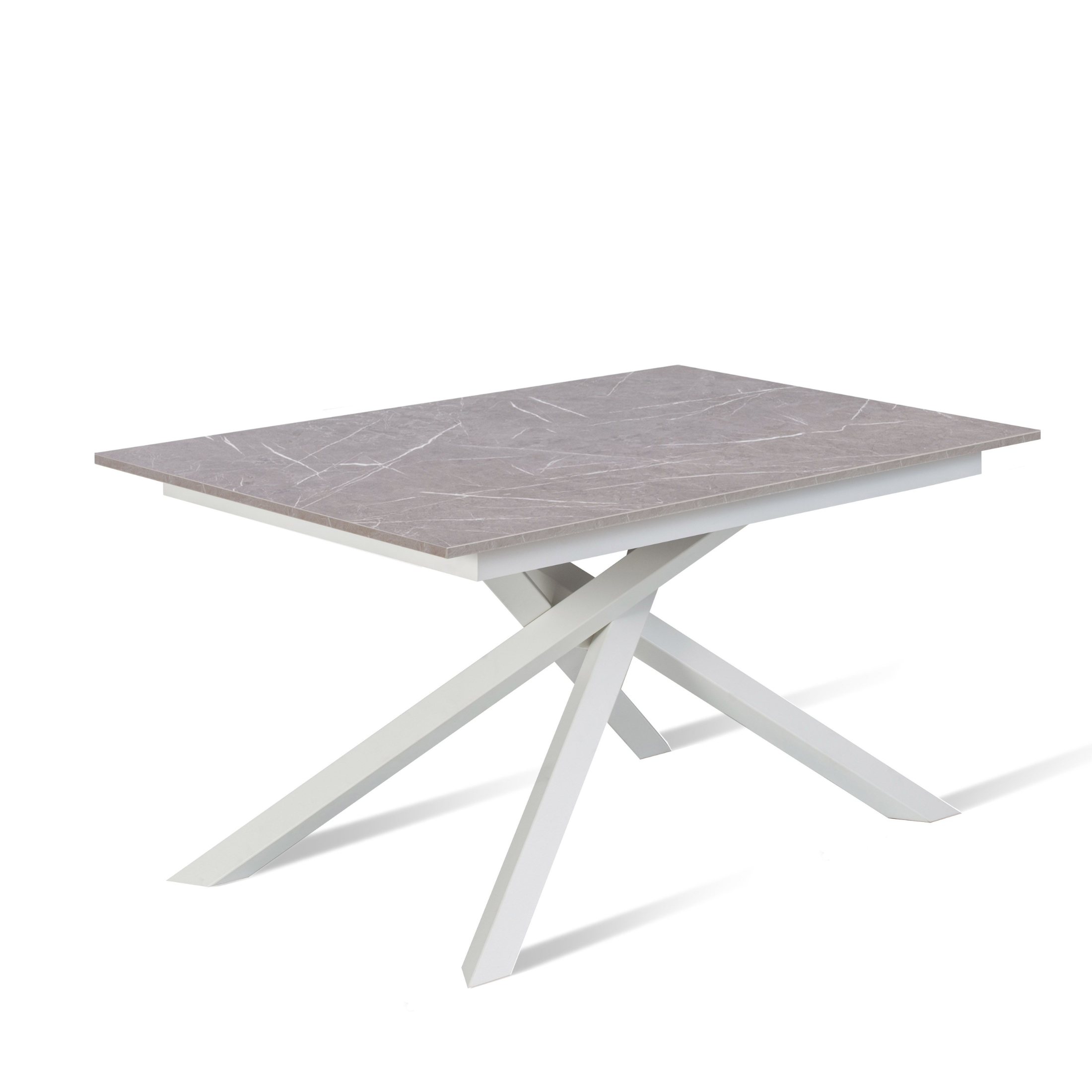 Modern extendable "Atene" table with melamine top and painted metal legs