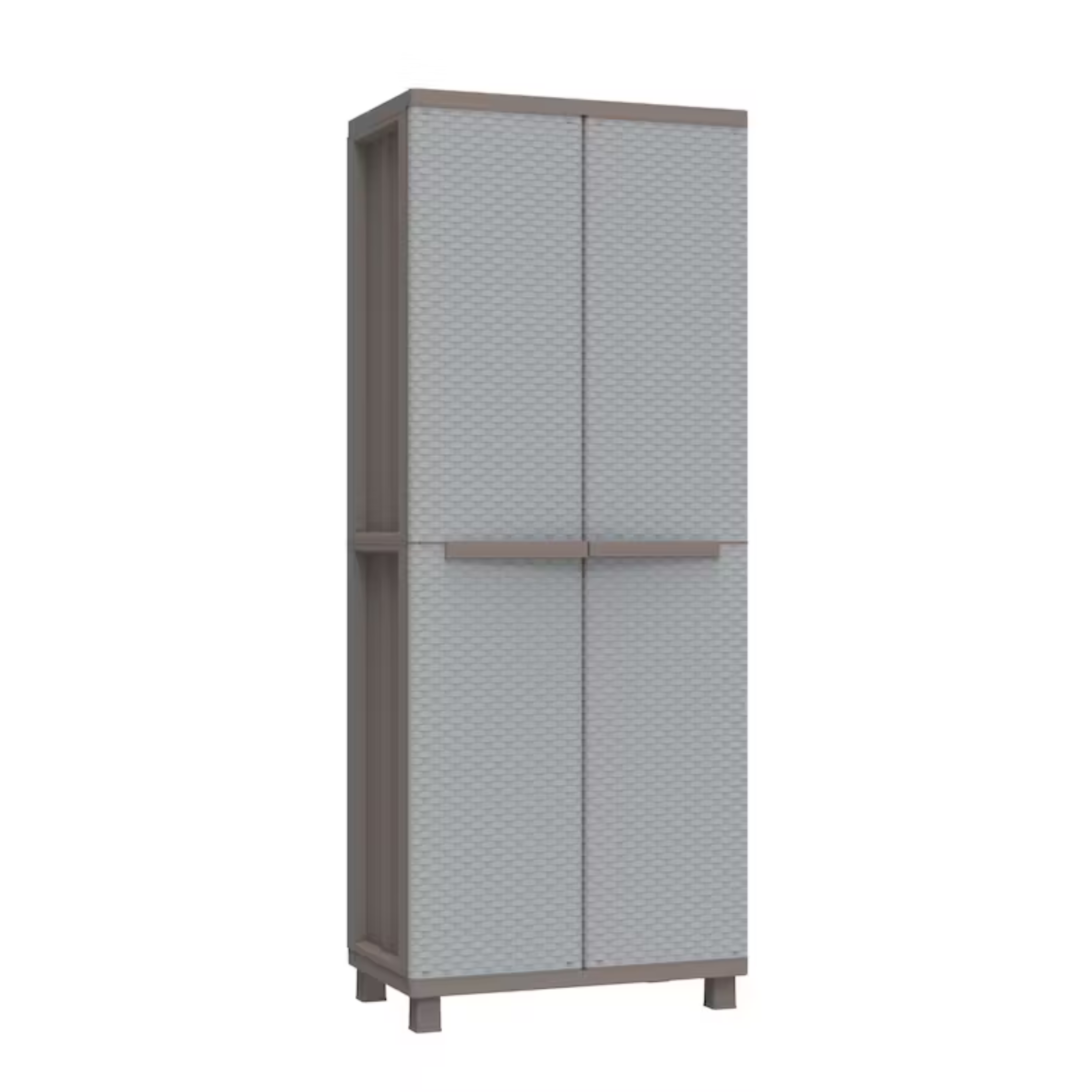 "Dask" polypropylene wardrobe with dove grey rattan finish and adjustable shelves
