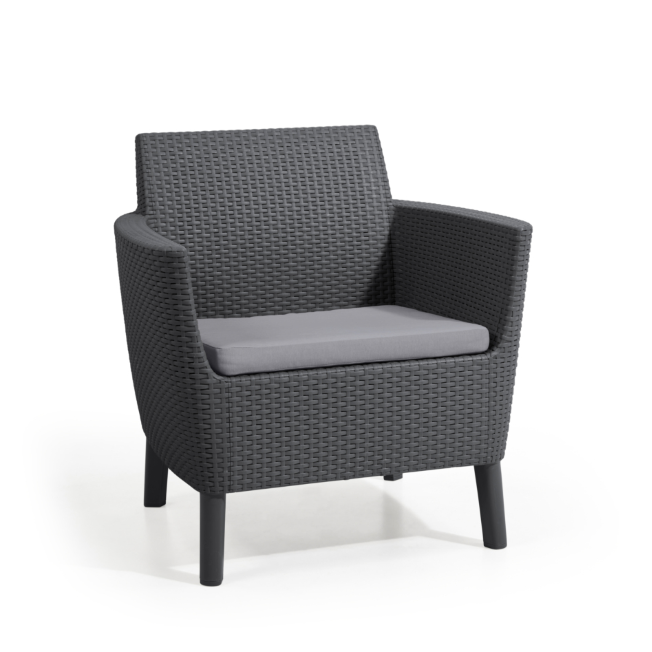 "Salemo Balcony" outdoor resin lounge set with 2 armchairs and a storage table