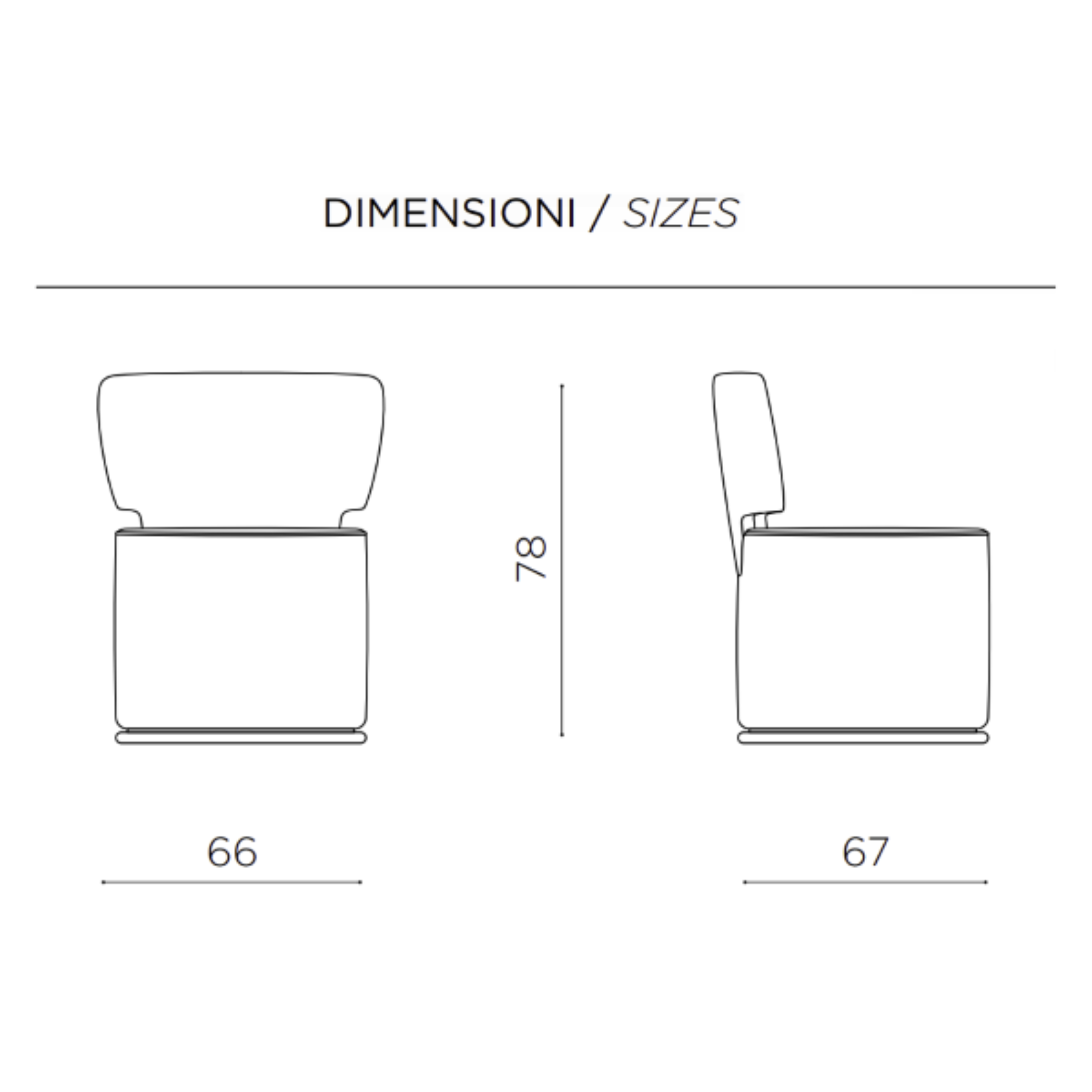 Elegant modern "Melva" armchair in fabric, 66x67 cm, 78h