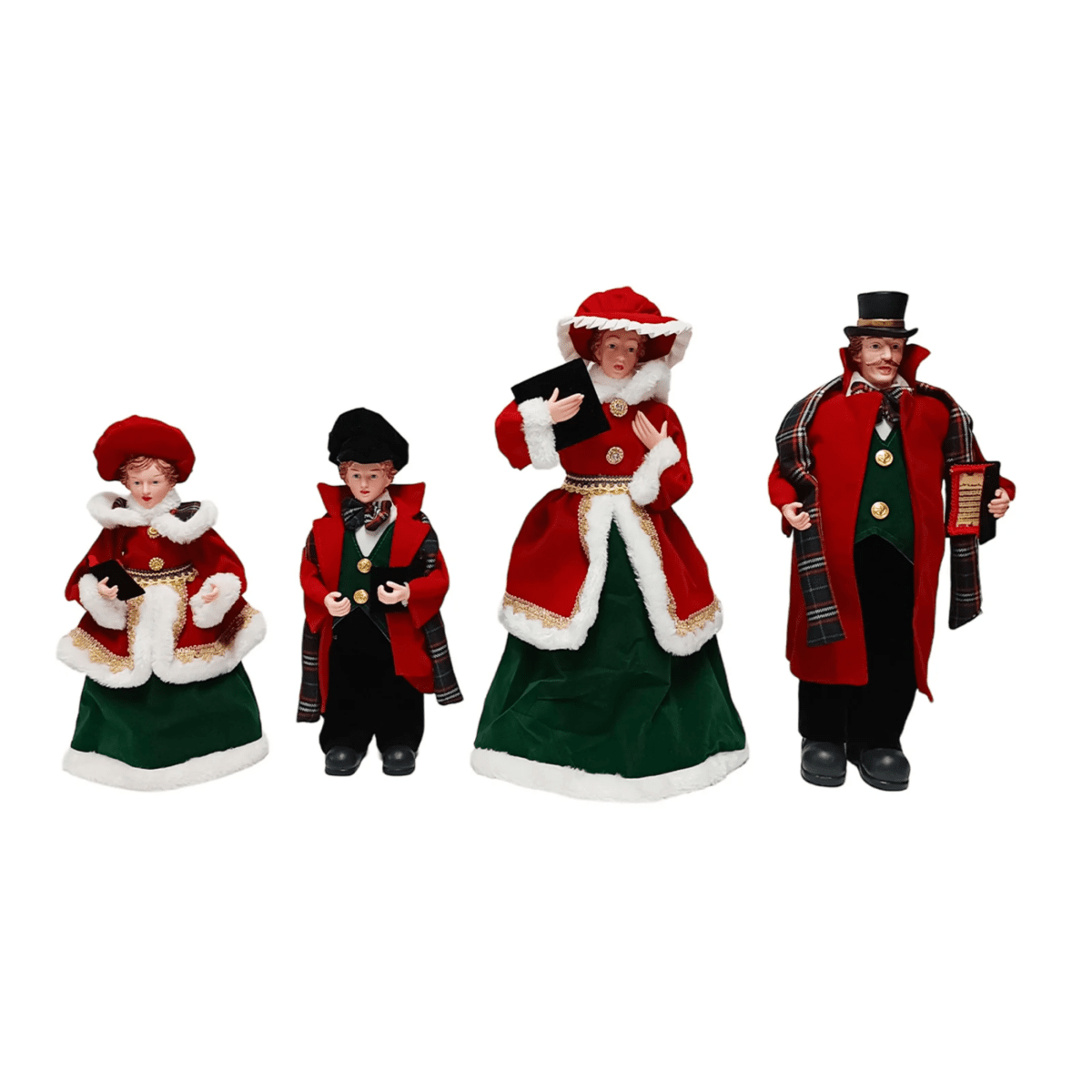Set da 4 pezzi di famiglia natalizia in rosso e verde cm 30/40h - MondoViro