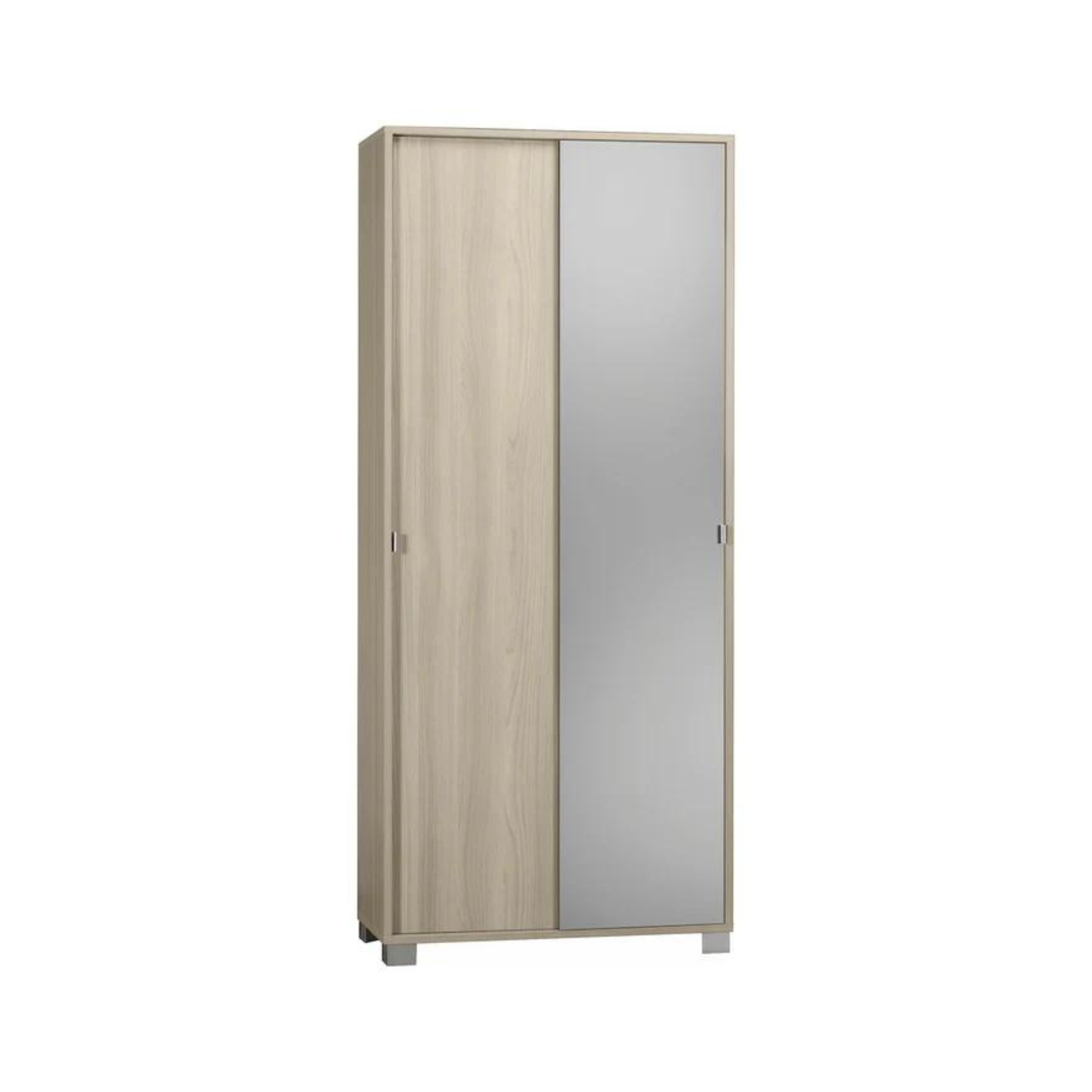 "Rebel" 2-door sliding wardrobe with wooden mirror, 8 shelves, 82x42 cm, 190 cm high