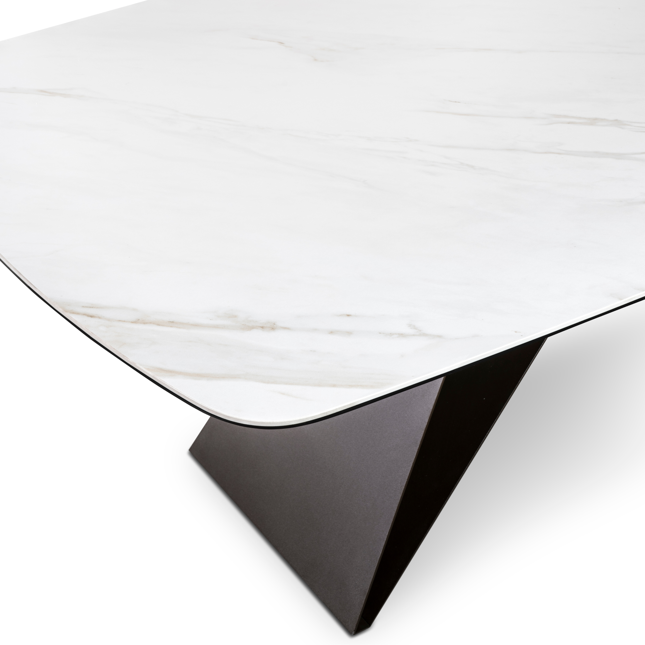 "Loyra" modern extendable table in ceramic on tempered glass, 200/280x100 cm, 76h