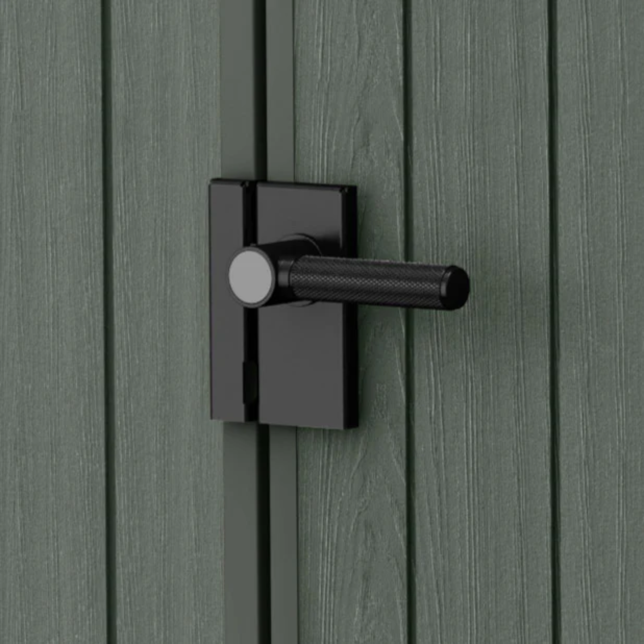 "Serenity" resin garden shed with a green wood-effect shed