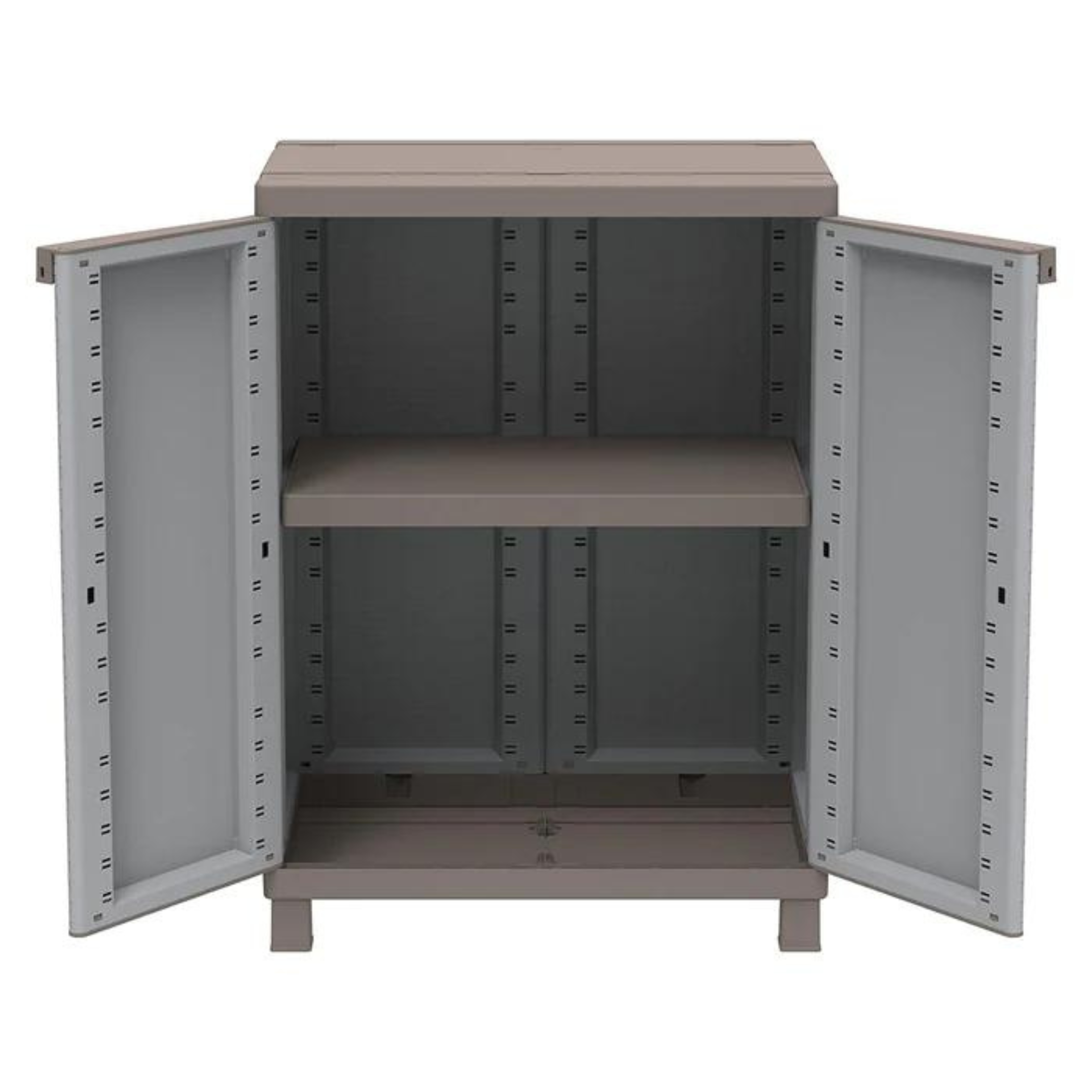 "Dask" polypropylene wardrobe with dove grey rattan finish and adjustable shelves