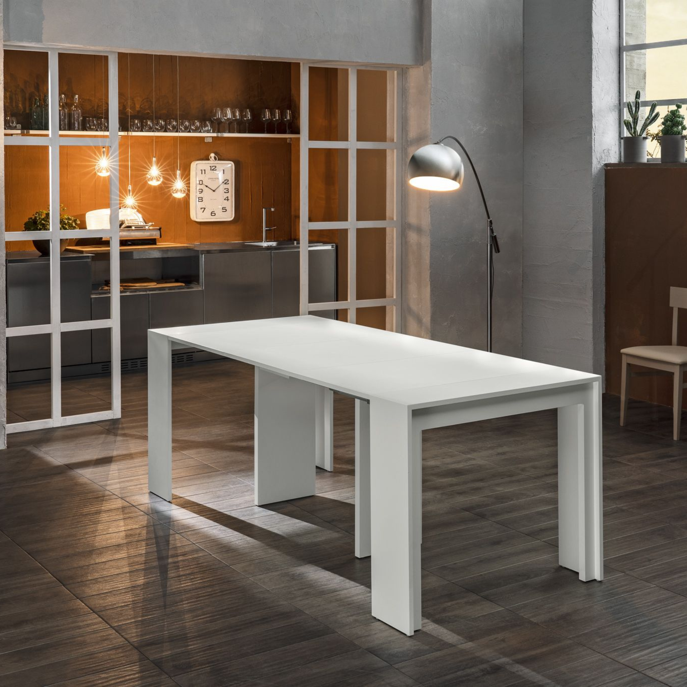 Extendable console table "Pinocchio" in lacquered wood 10 seats cm 43/302x90 76h