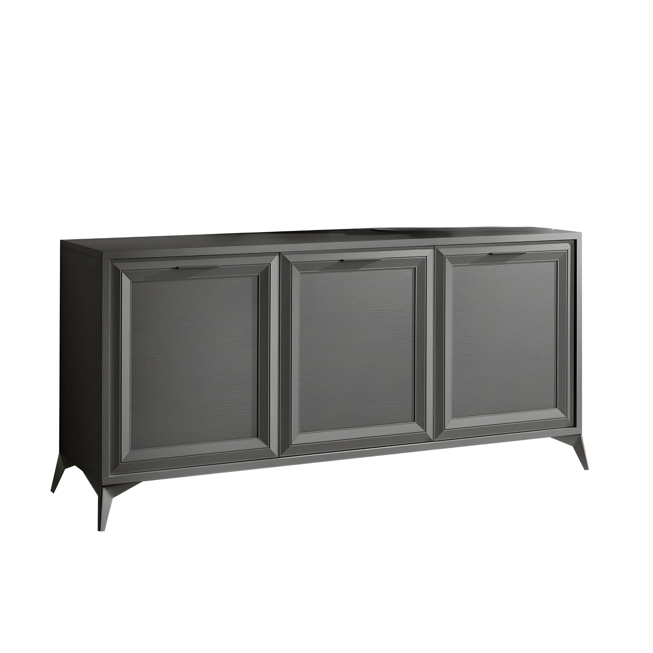 Modern 3-door "Jazz" sideboard in London wood with metal feet, 185x51.5 cm, 78.5 cm high.
