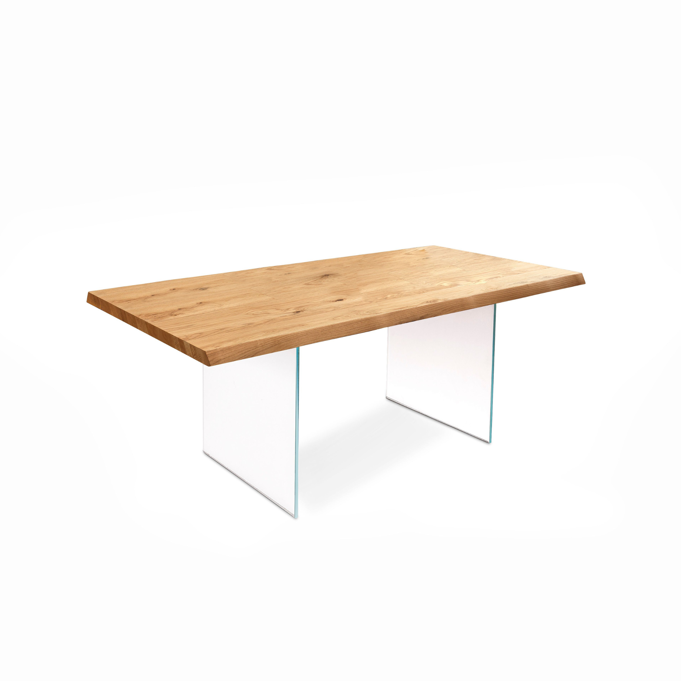 Table extensible en bois « Fabien » avec pieds en verre trempé, 160/240x90 cm, 76 cm de hauteur.