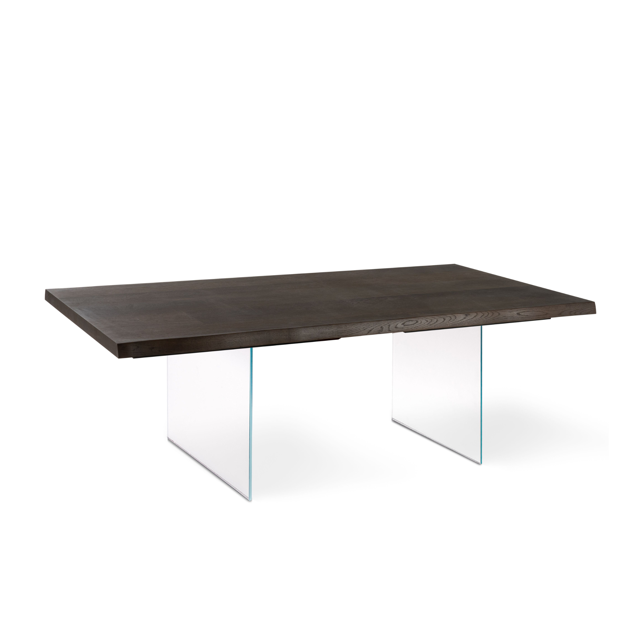 Extendable table "Fabien" wooden top tempered glass legs 200/300x100 cm 76h