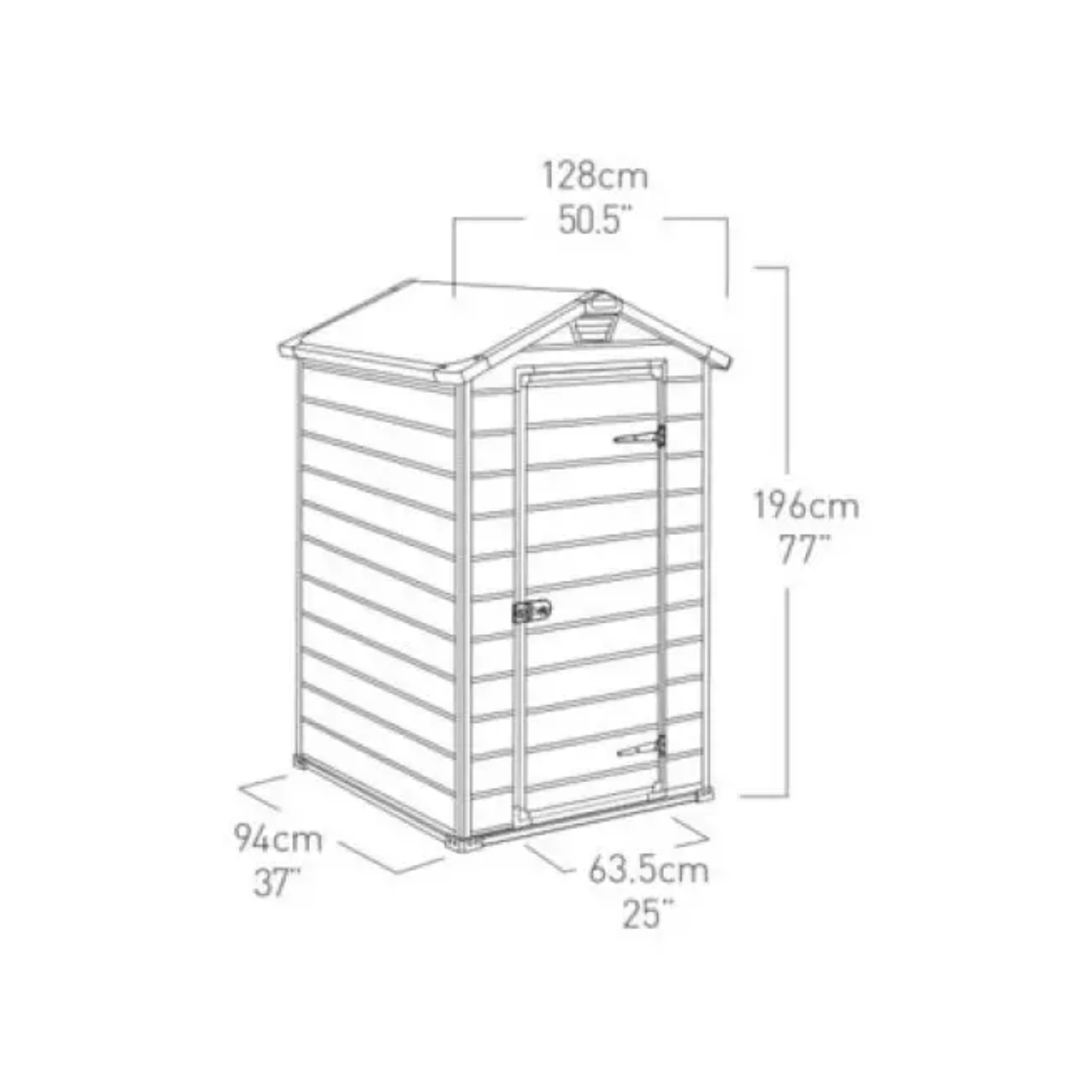 Resin garden shed with 1 door "Stilos" 129x103 cm 196h