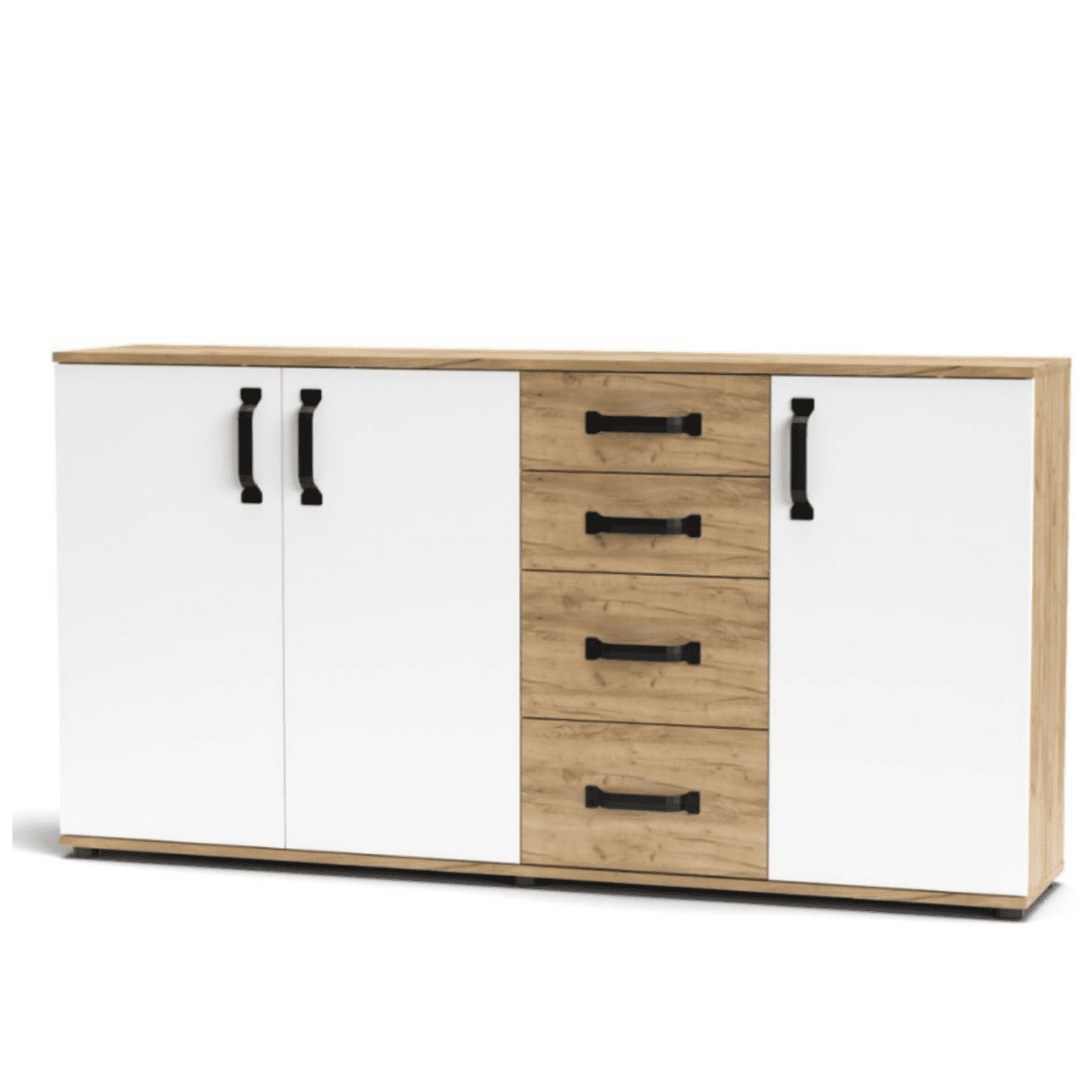 Set di mobili da soggiorno "Quadro" in legno rovere e bianco moderno - MondoViro