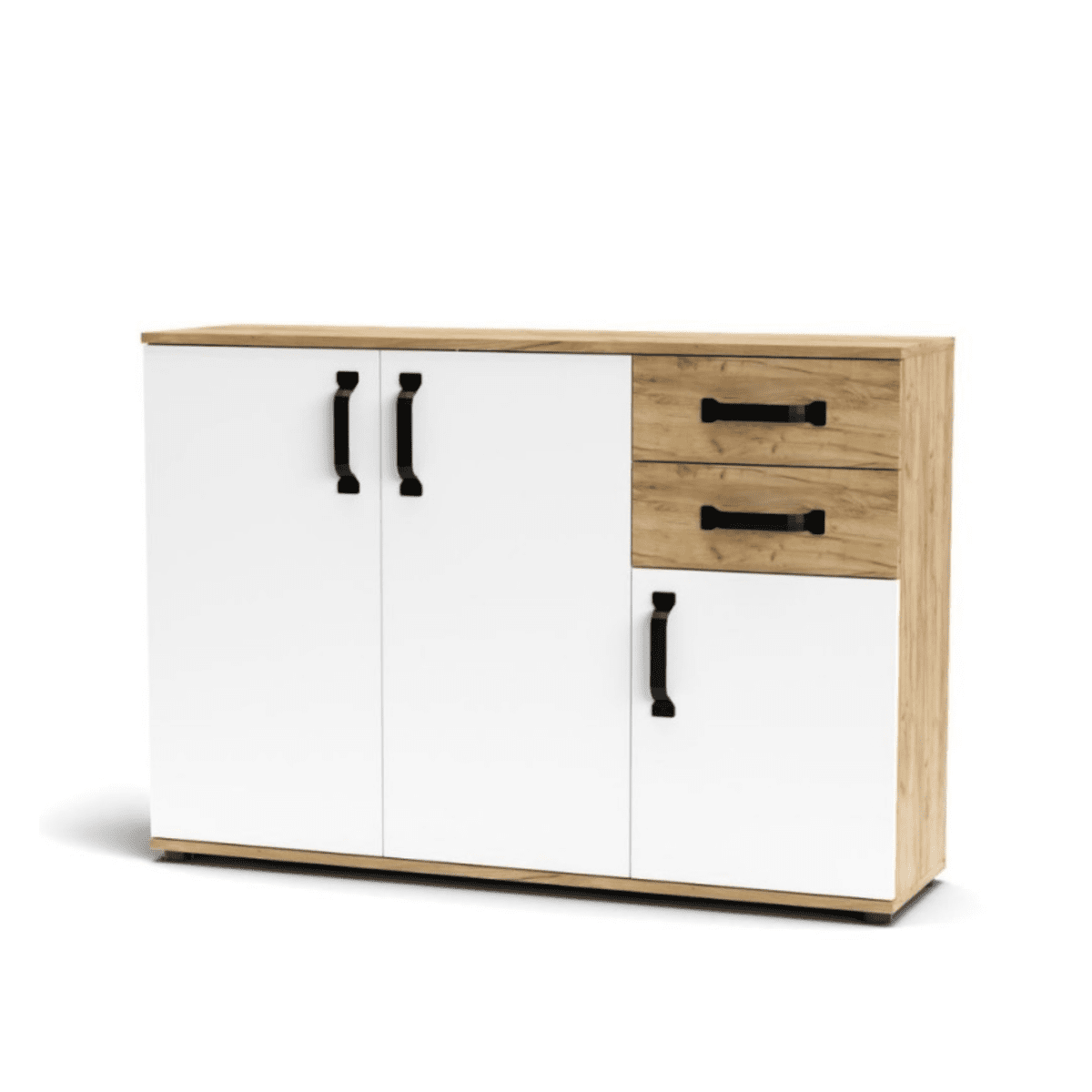 Set di mobili da soggiorno "Quadro" in legno rovere e bianco moderno - MondoViro