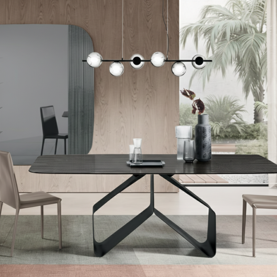 Fixed modern "Round" table with versatile rectangular top 210x110 cm 75h