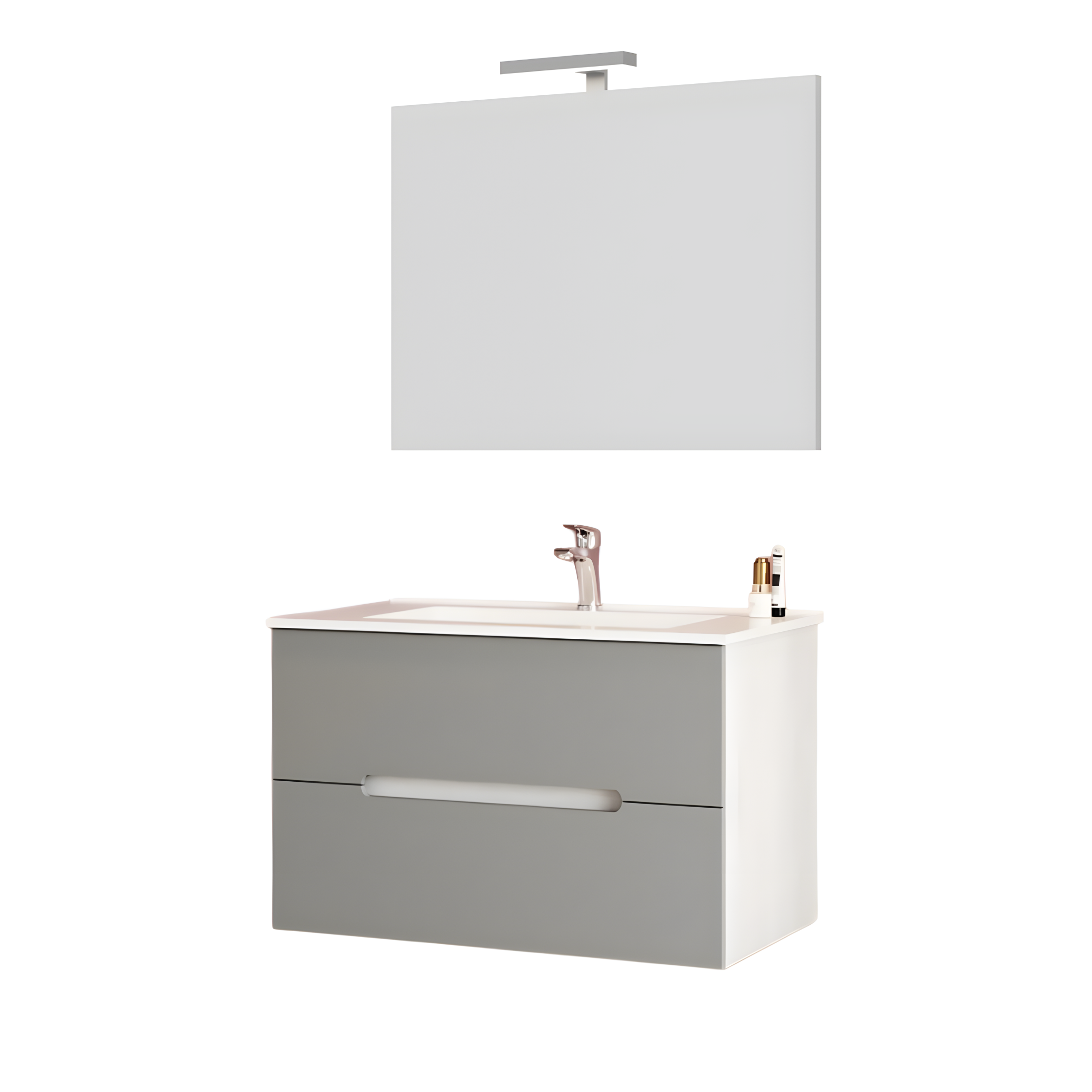 "Rhovan" bathroom cabinet with base, sink and LED mirror