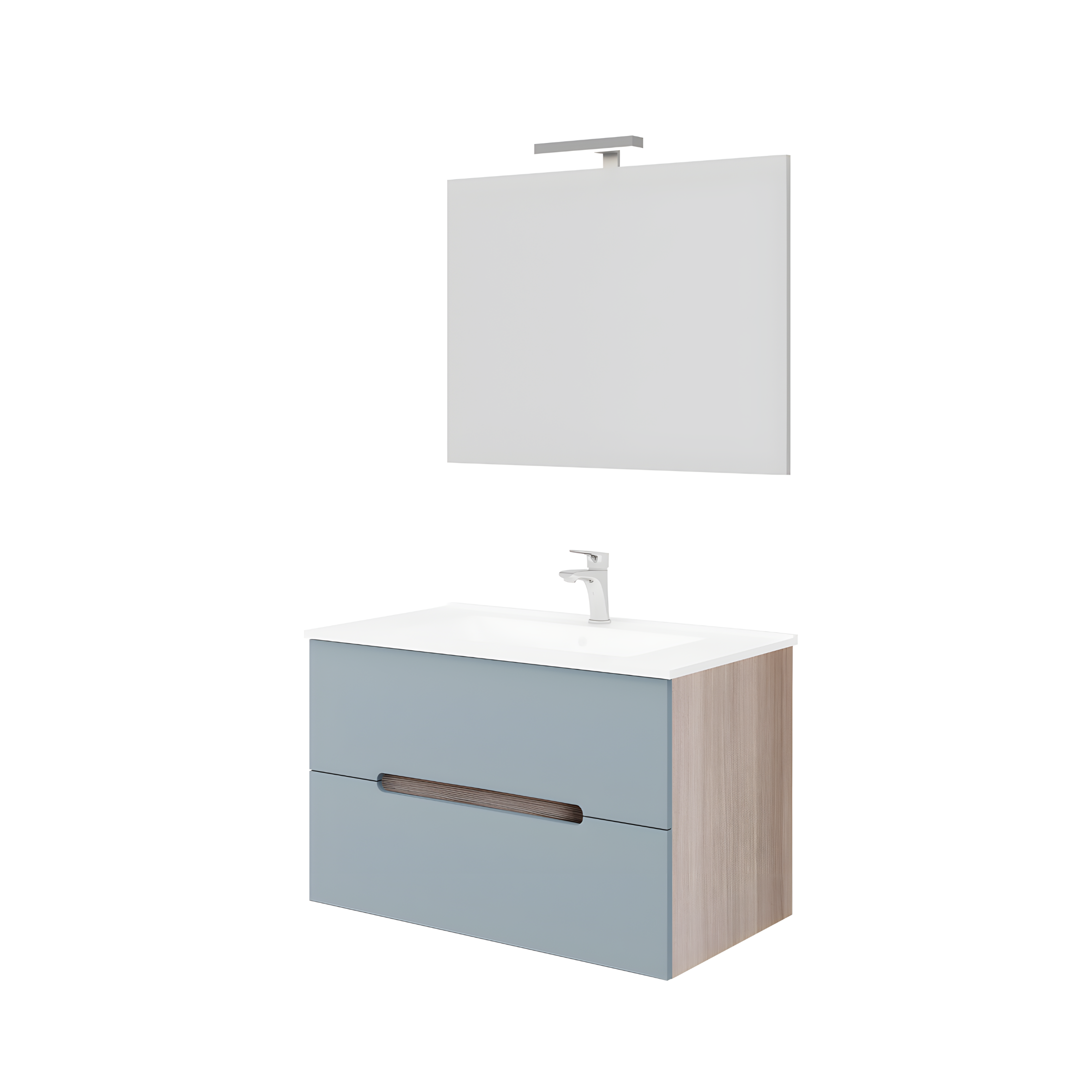 "Rhovan" bathroom cabinet with base, sink and LED mirror