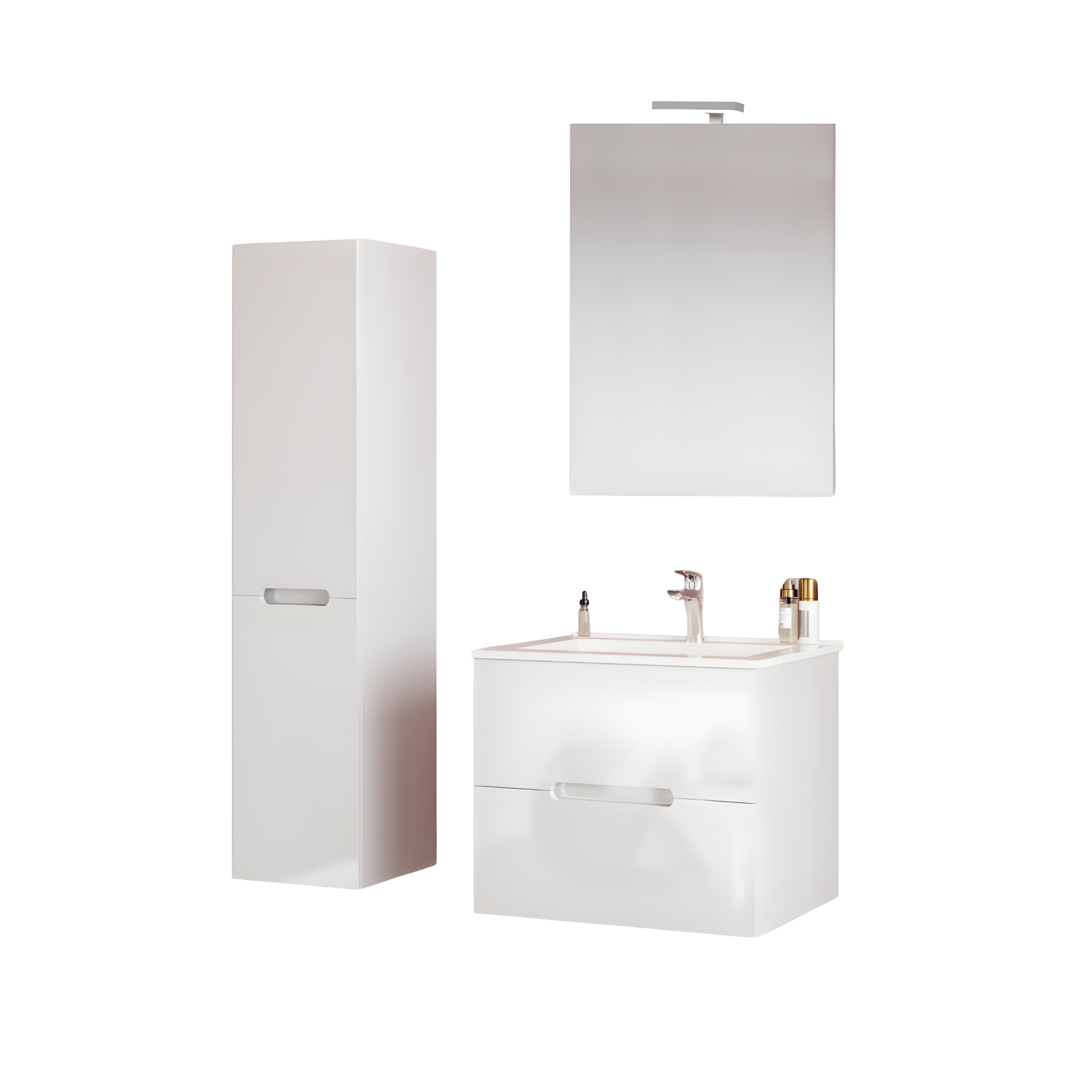 "Rhovan" bathroom column with glass shelves and two reversible doors, 34x36 cm, 140 cm high