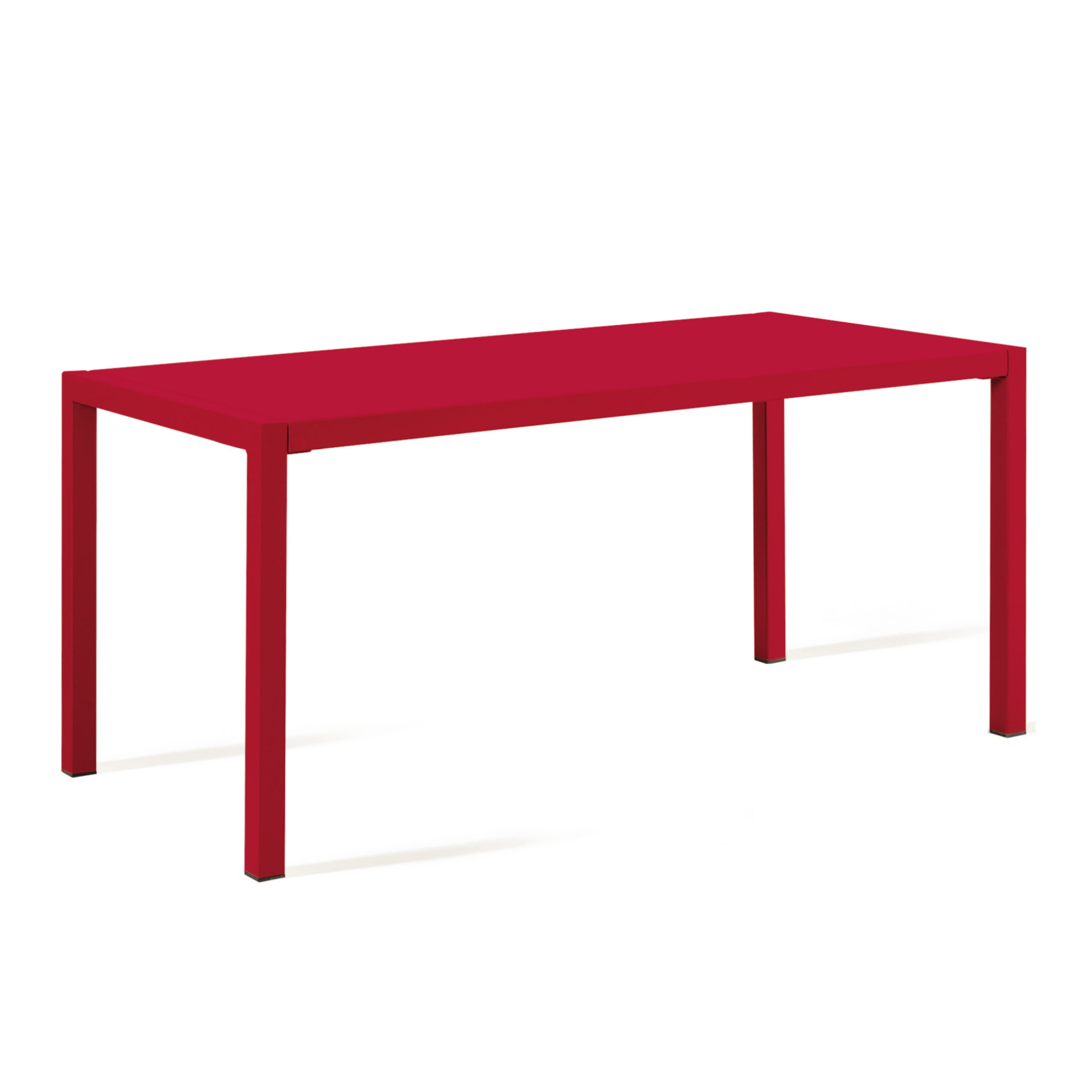 "Quatris" modern fixed rectangular metal garden table, stackable, 75 cm high.