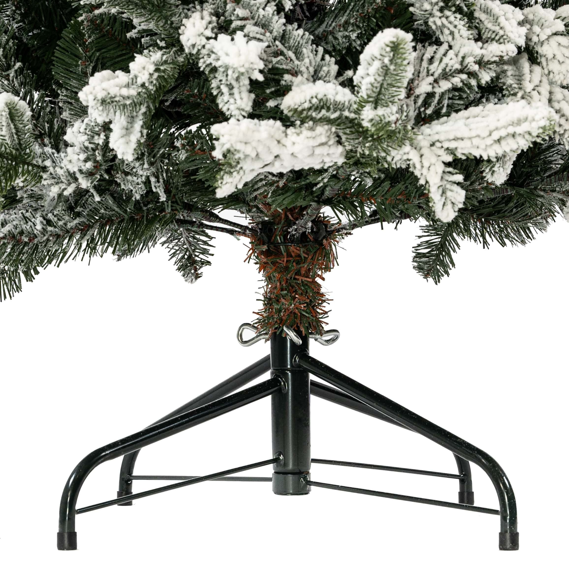 Slim snow-covered "Snowflake" Christmas tree in PE with real touch effect + PVC + flock