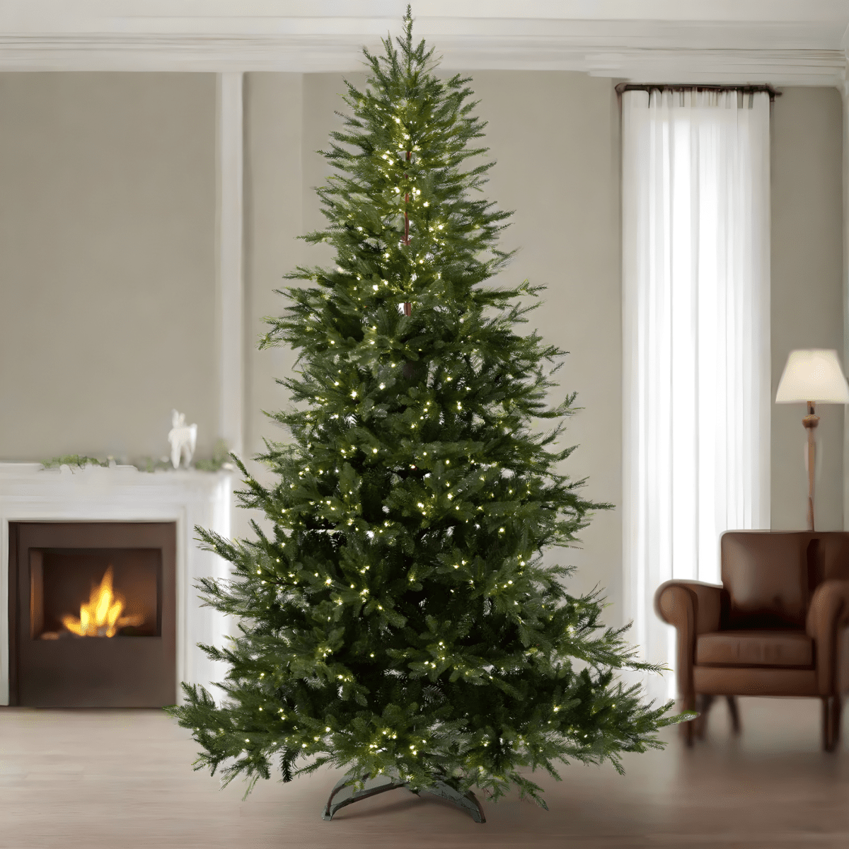 Albero di Natale "Rudolph" con Led e tronco marrone 80% PE effetto Real Touch - MondoViro