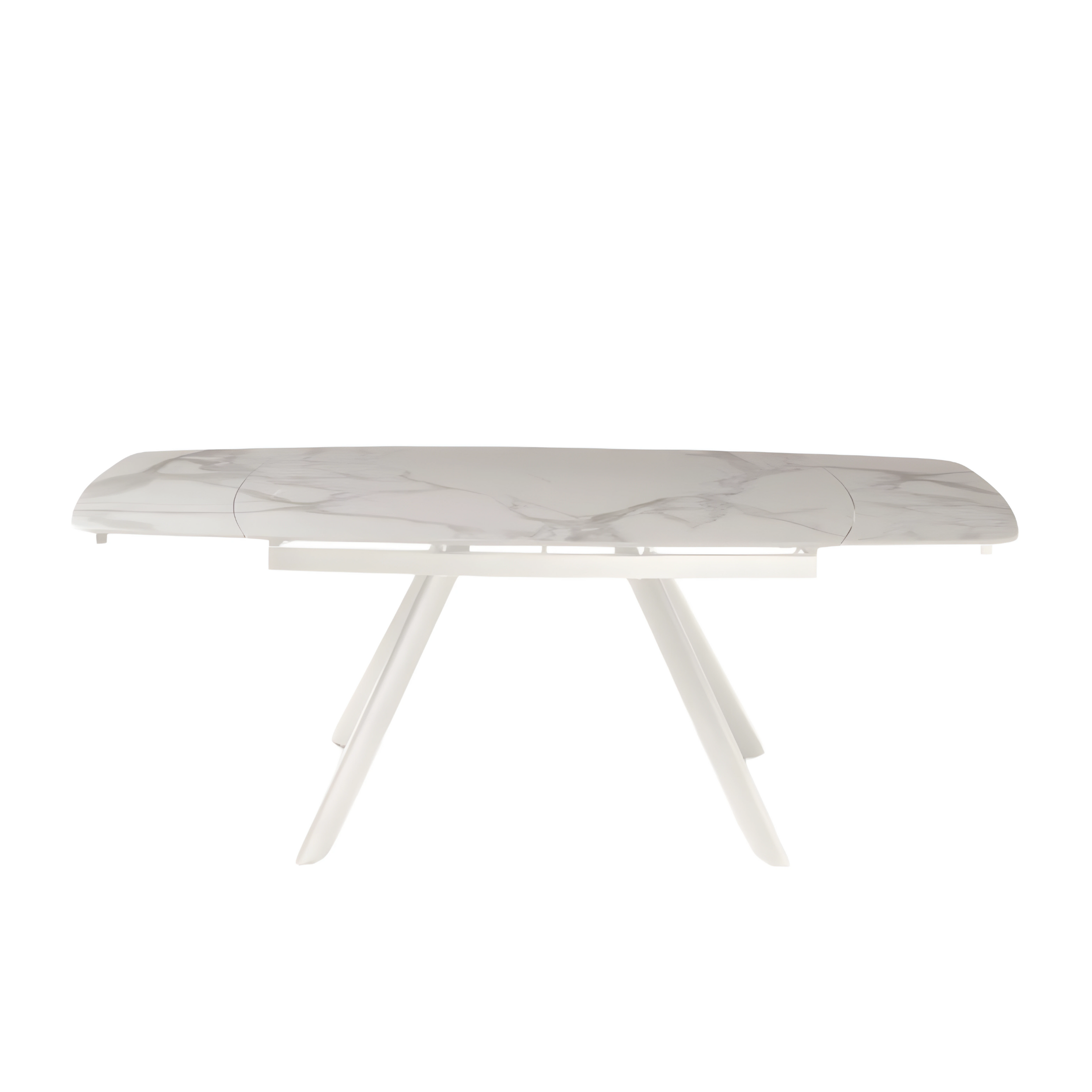 Extendable "Igor" table with marble-effect stone top, 140x90 cm, 76 cm high