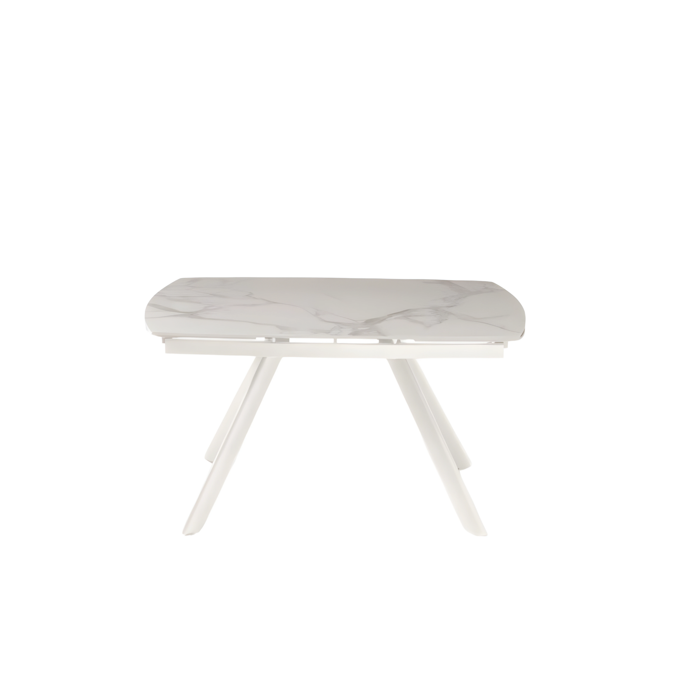 Extendable "Igor" table with marble-effect stone top, 140x90 cm, 76 cm high