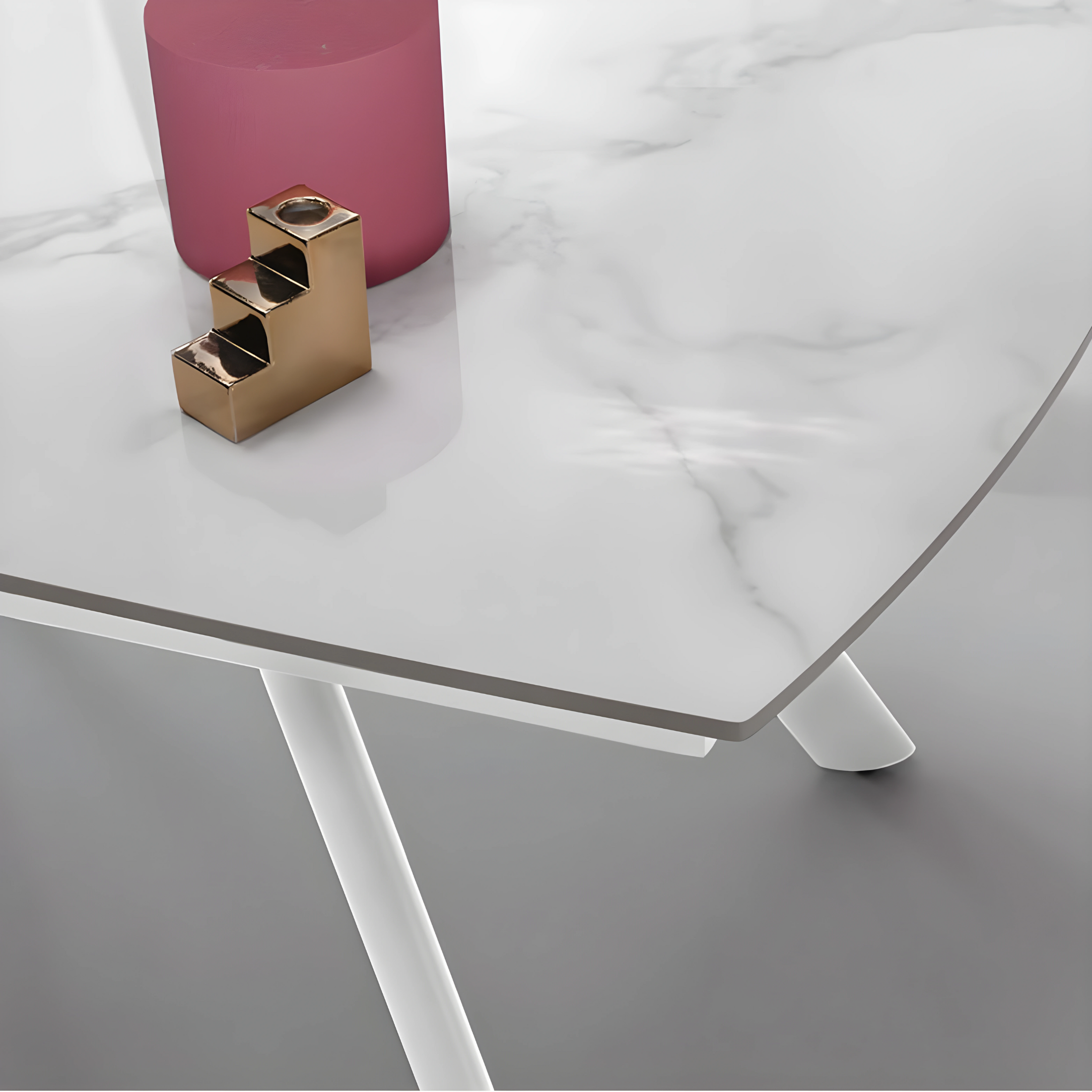 Extendable "Igor" table with marble-effect stone top, 140x90 cm, 76 cm high