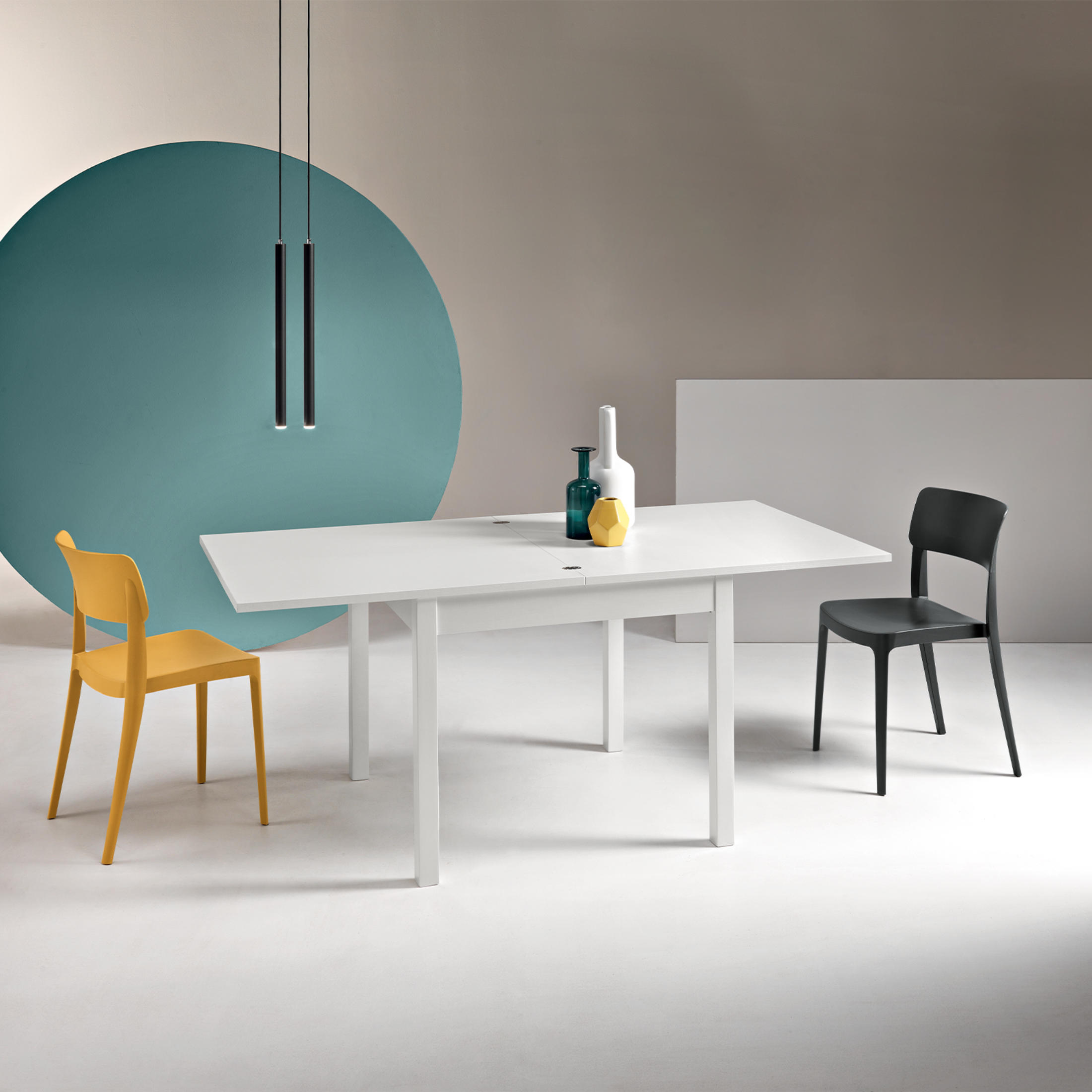 Modern extendable table "Torian" with book-like opening mechanism, 90/180x90 cm, 78h