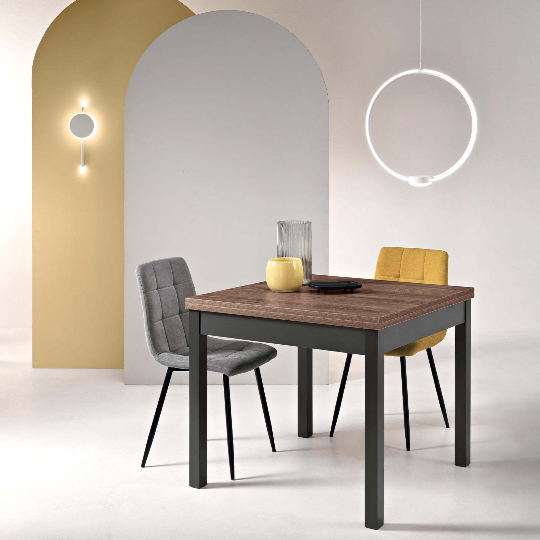 Modern extendable table "Torian" with book-like opening mechanism, 90/180x90 cm, 78h